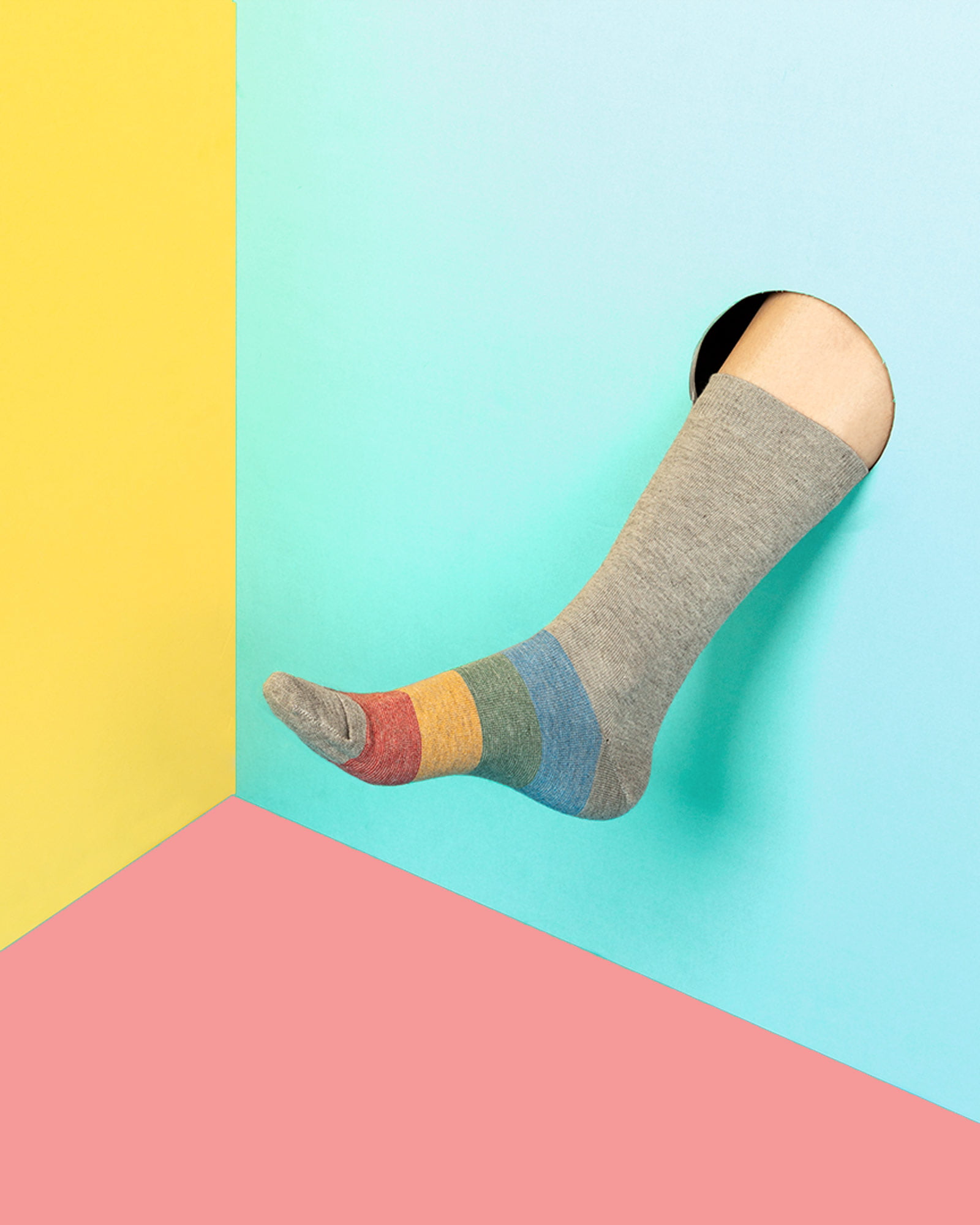 جوراب راه راه رنگی ساق دار- ملانژ- محیطی