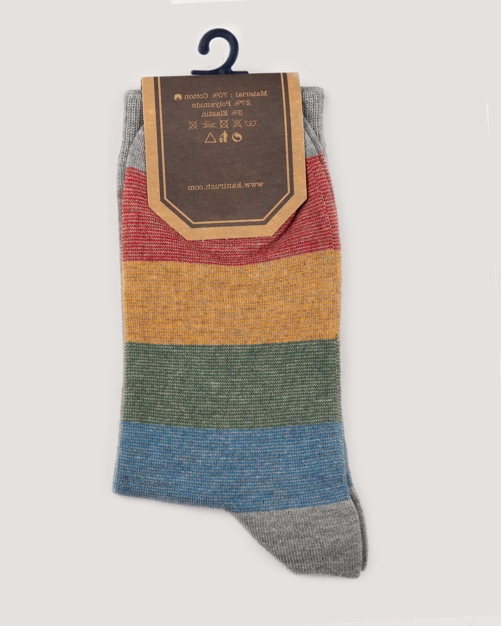 جوراب راه راه رنگی ساق دار- ملانژ- نمای-روبرو