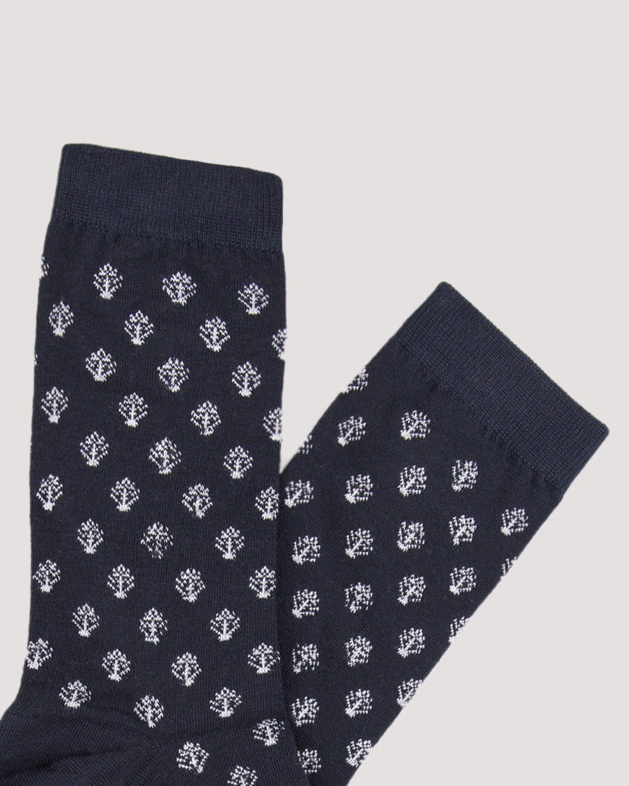 جوراب کشی طرح نقطه- سرمه ای- تیره- مچ