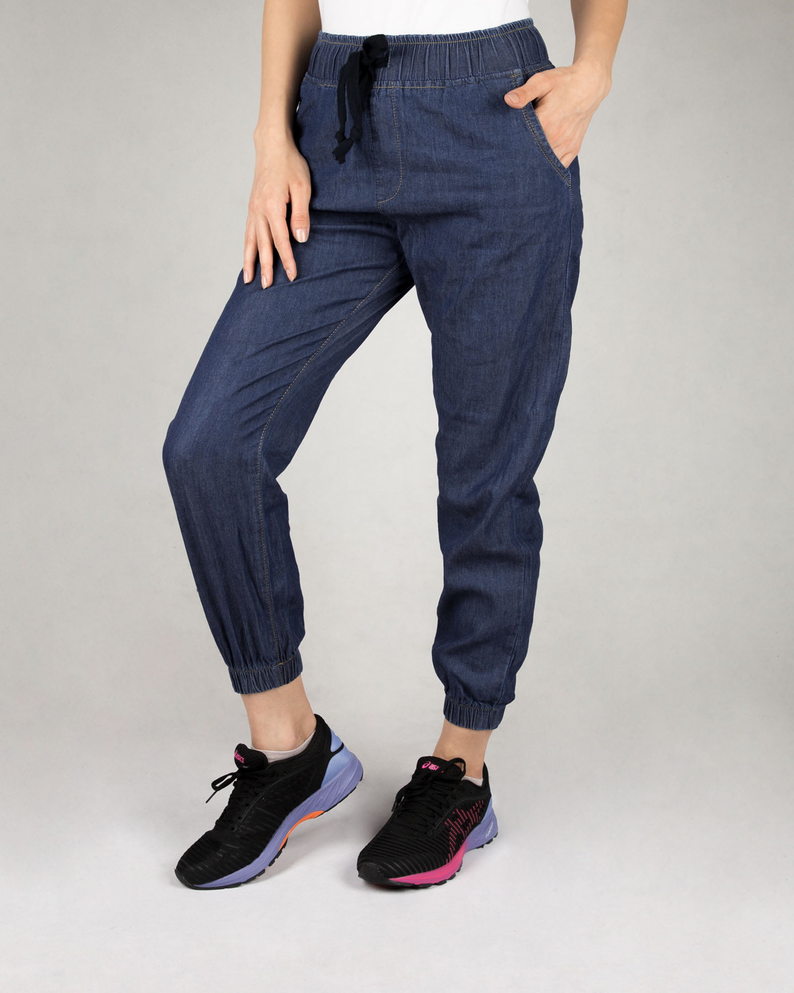 شلوار دمپا کش زنانه- آبی تیره- روبرو