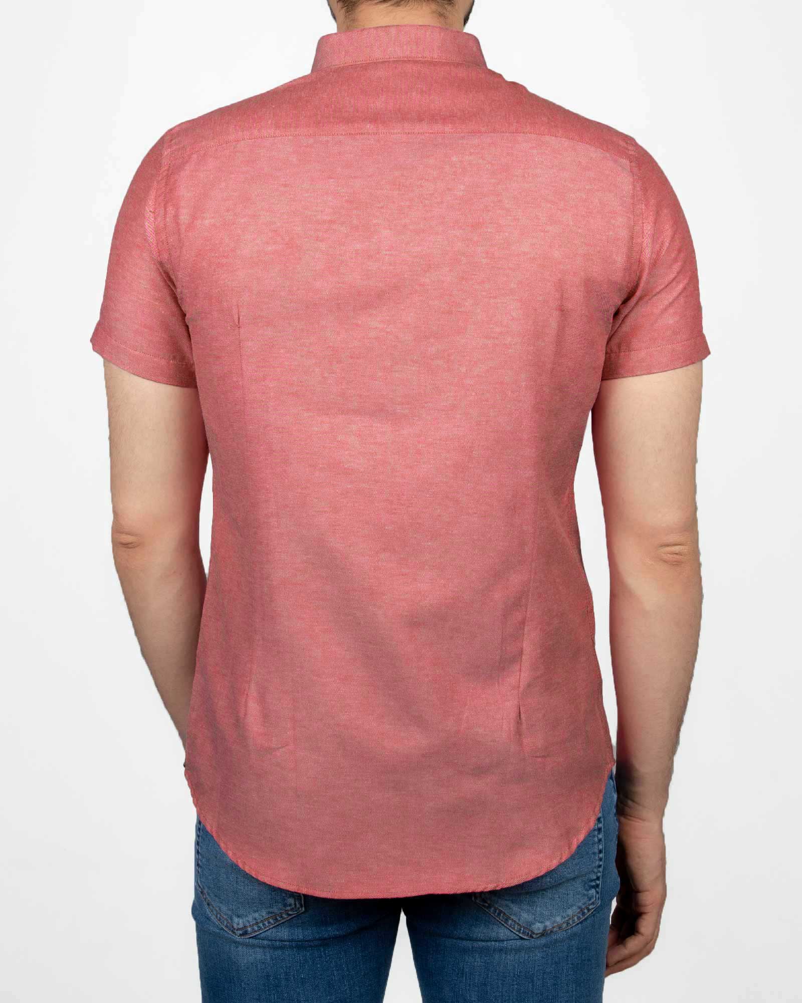 پیراهن آستین کوتاه مردانه نخی- صورتی- پشت