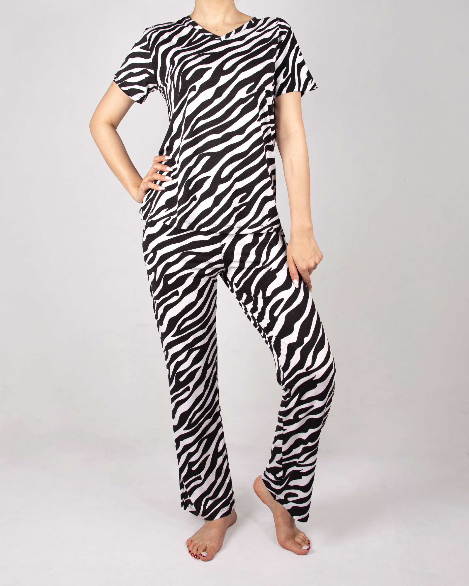 بلوز شلوار نخی زنانه- مشکی- روبرو