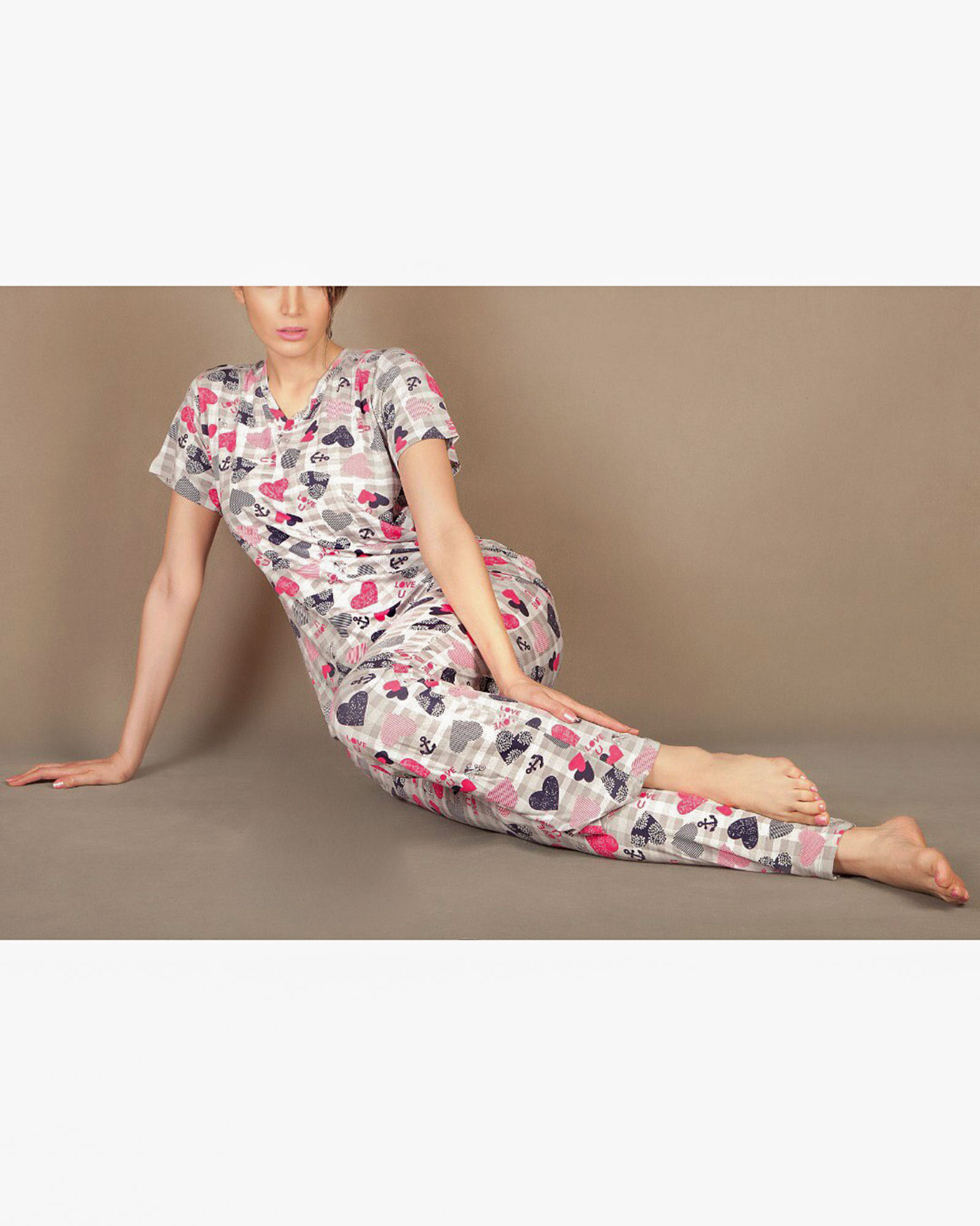 بلوز شلوار نخی زنانه- کرمی - محیطی