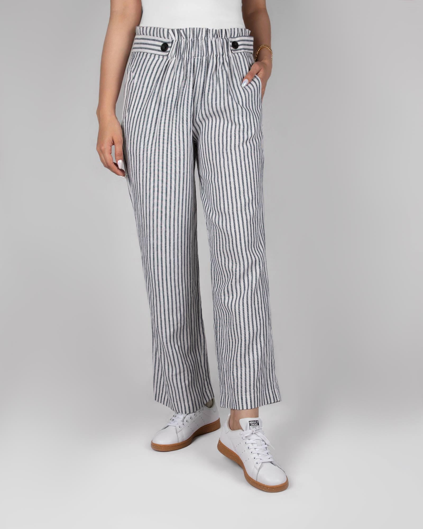 دامن شلواری طرح دار- سفید- نمای روبرو