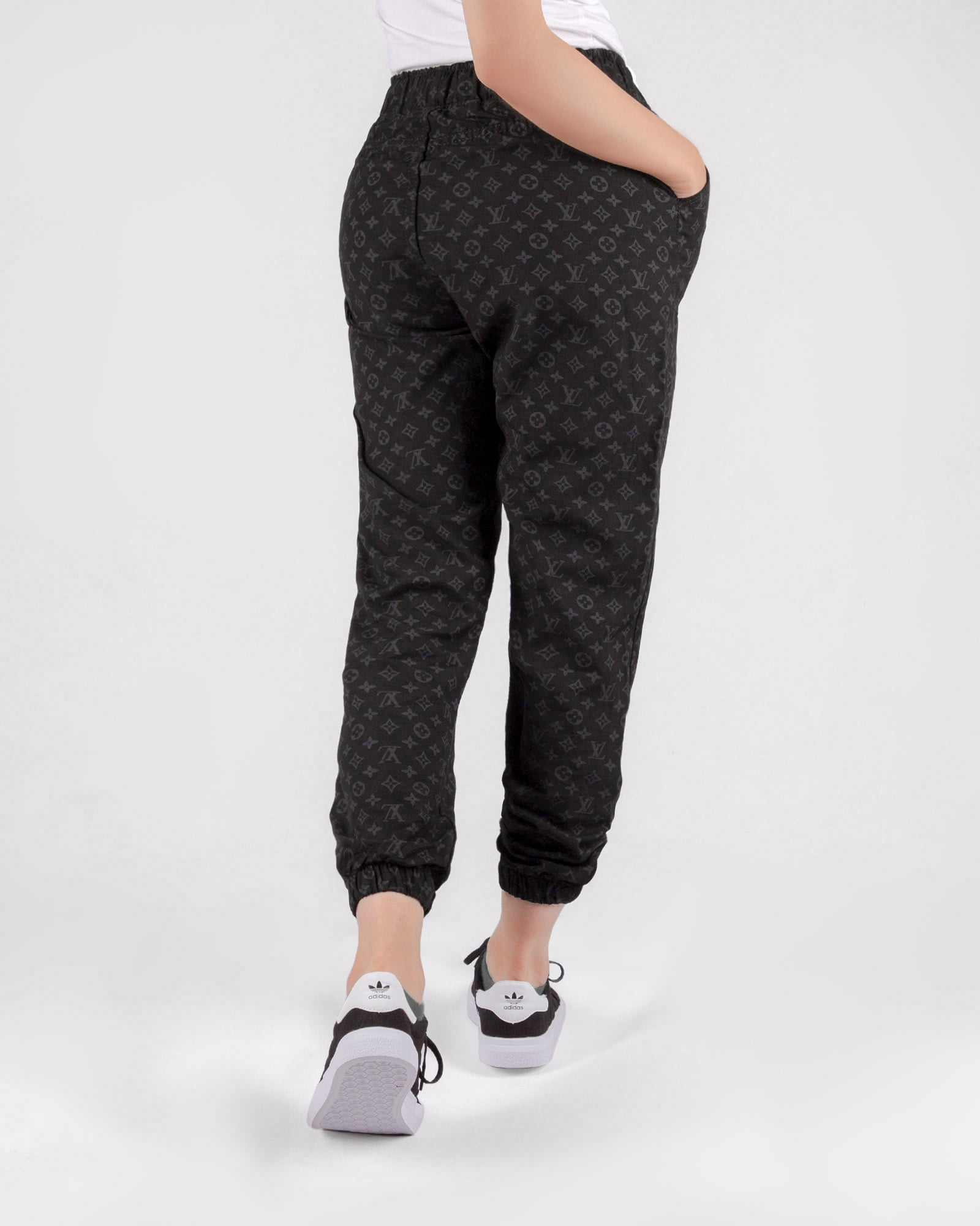 شلوار اسلش دخترانه طرح دار- مشکی-پشت