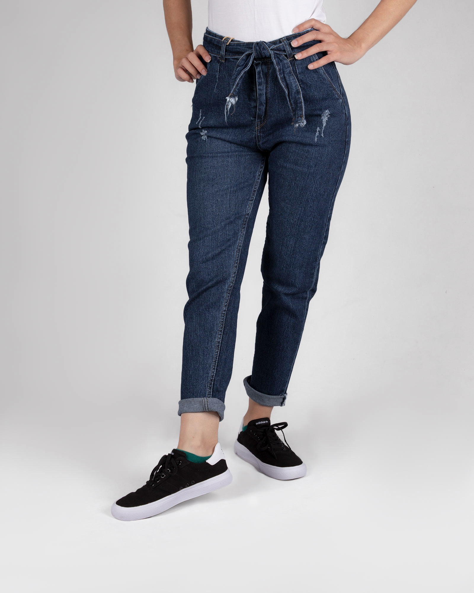 شلوار جین زاپ دار دخترانه سرمه ای- روبرو