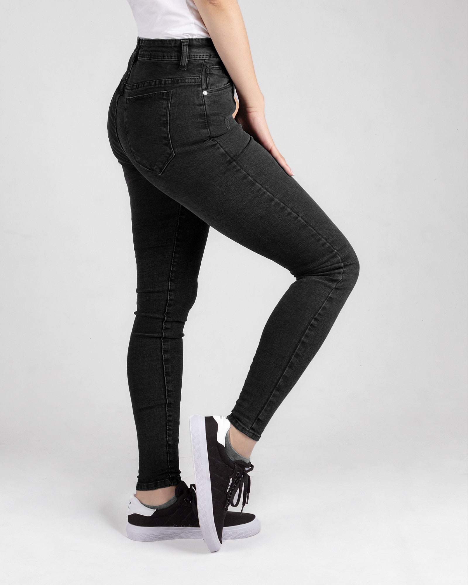 شلوار جین زنانه دودی- دودی تیره- بغل