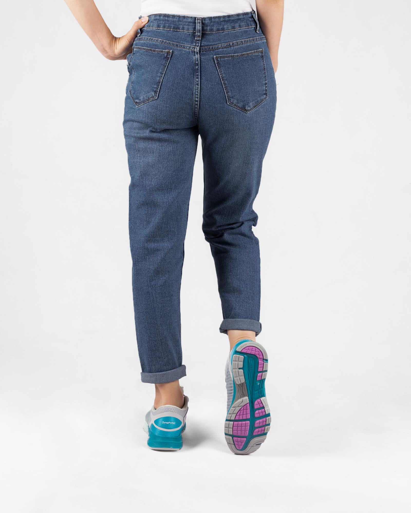 شلوار جین مام فیت- آبی- پشت