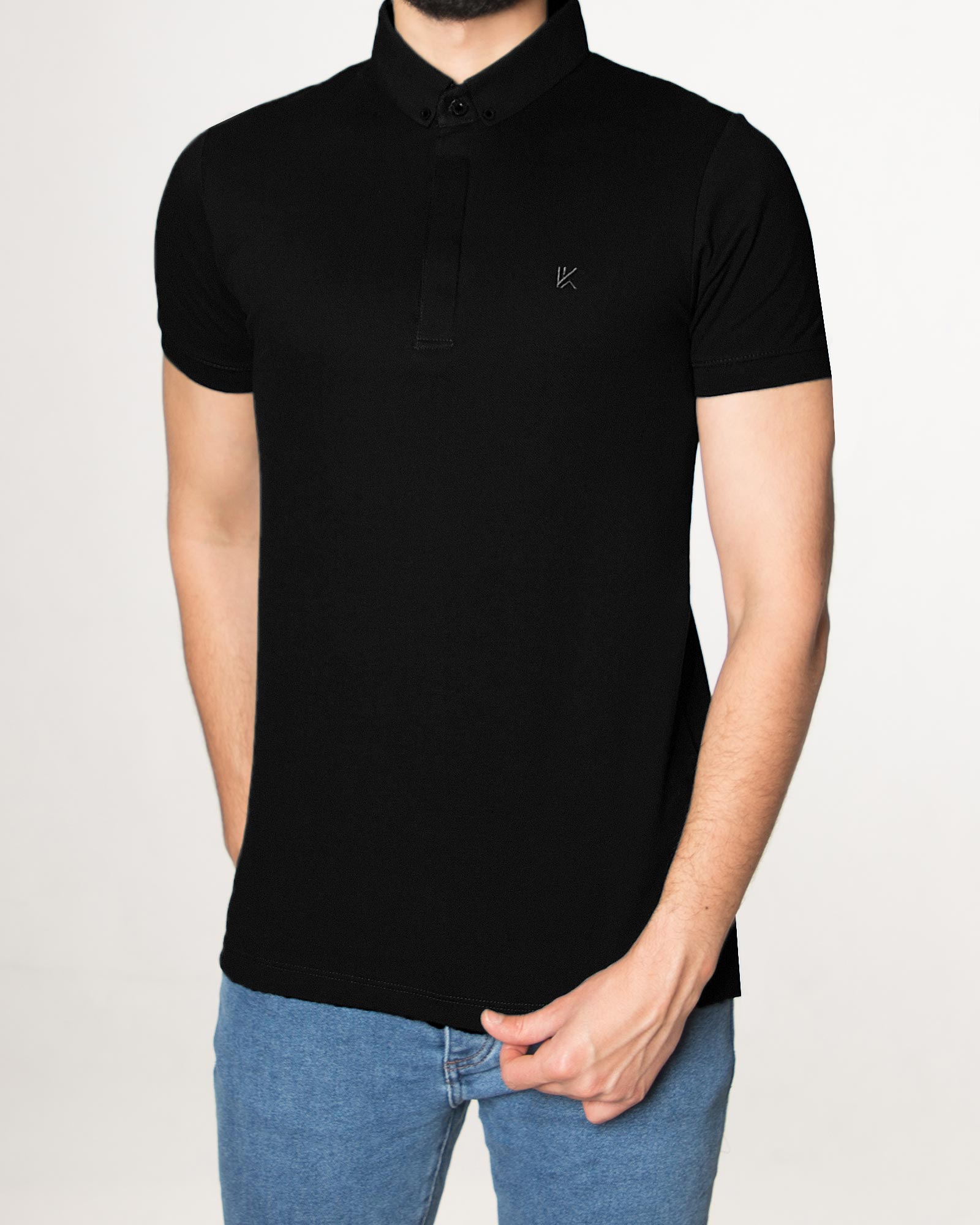 پولوشرت ساده جودون مردانه- مشکی-روبرو