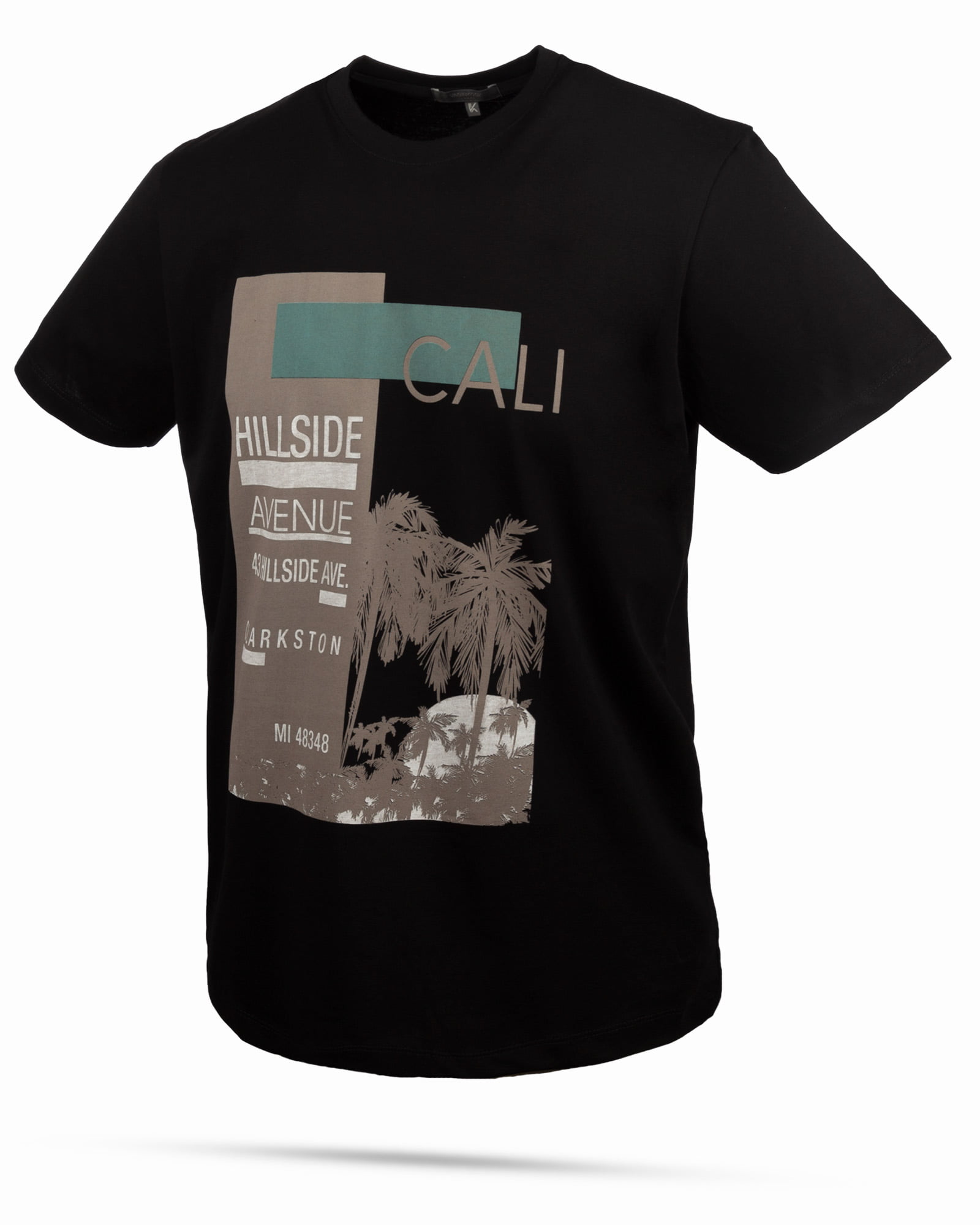 تیشرت آستین کوتاه طرح ساحل- مشکی- روبرو