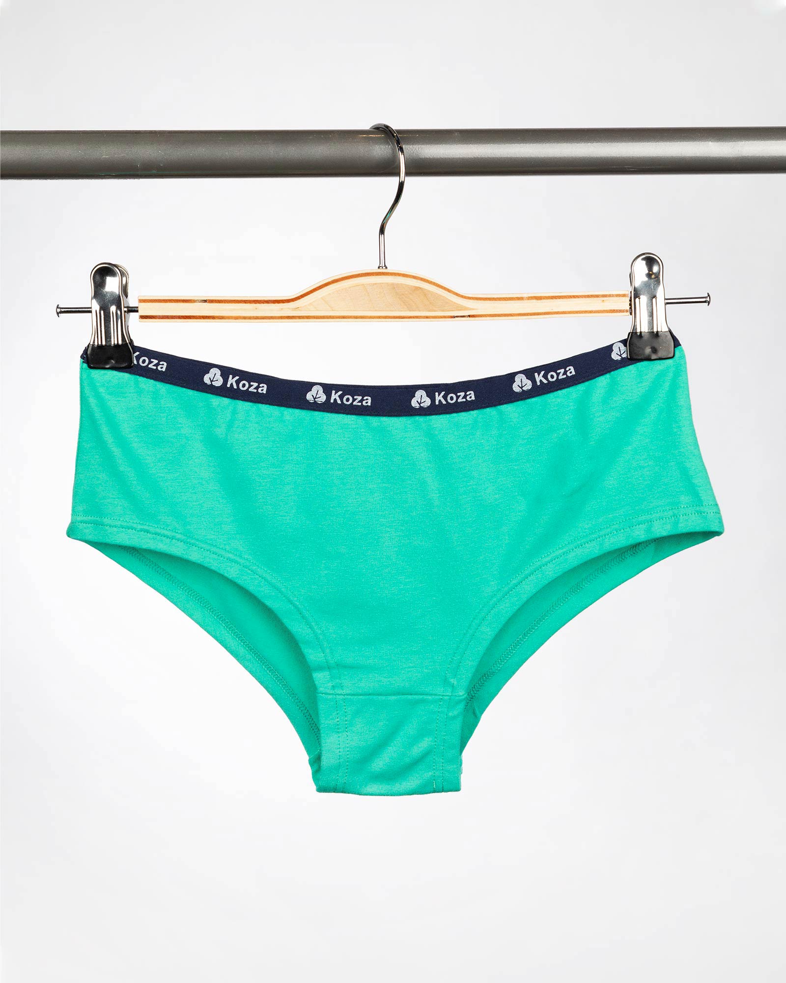 شورت زنانه مدل اسلیپ- سبزآبی روشن- روبرو