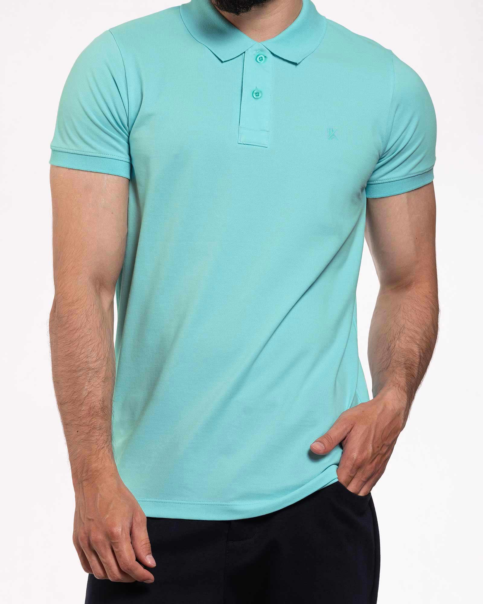 پولوشرت جودون آستین کوتاه- آبی فیروزه ای- روبرو محیطی