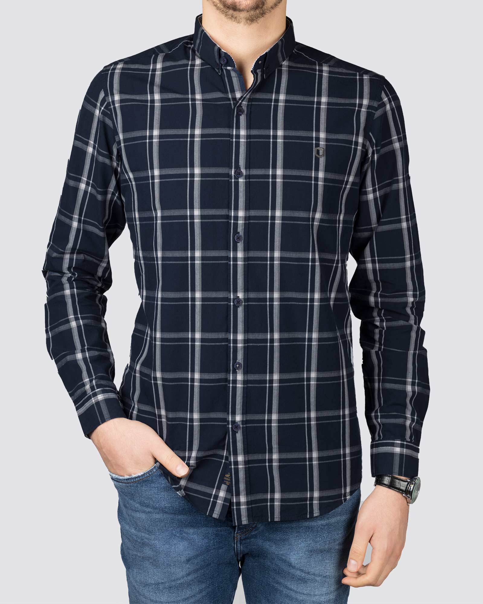 پیراهن مردانه چهارخانه آستین بلند (1)