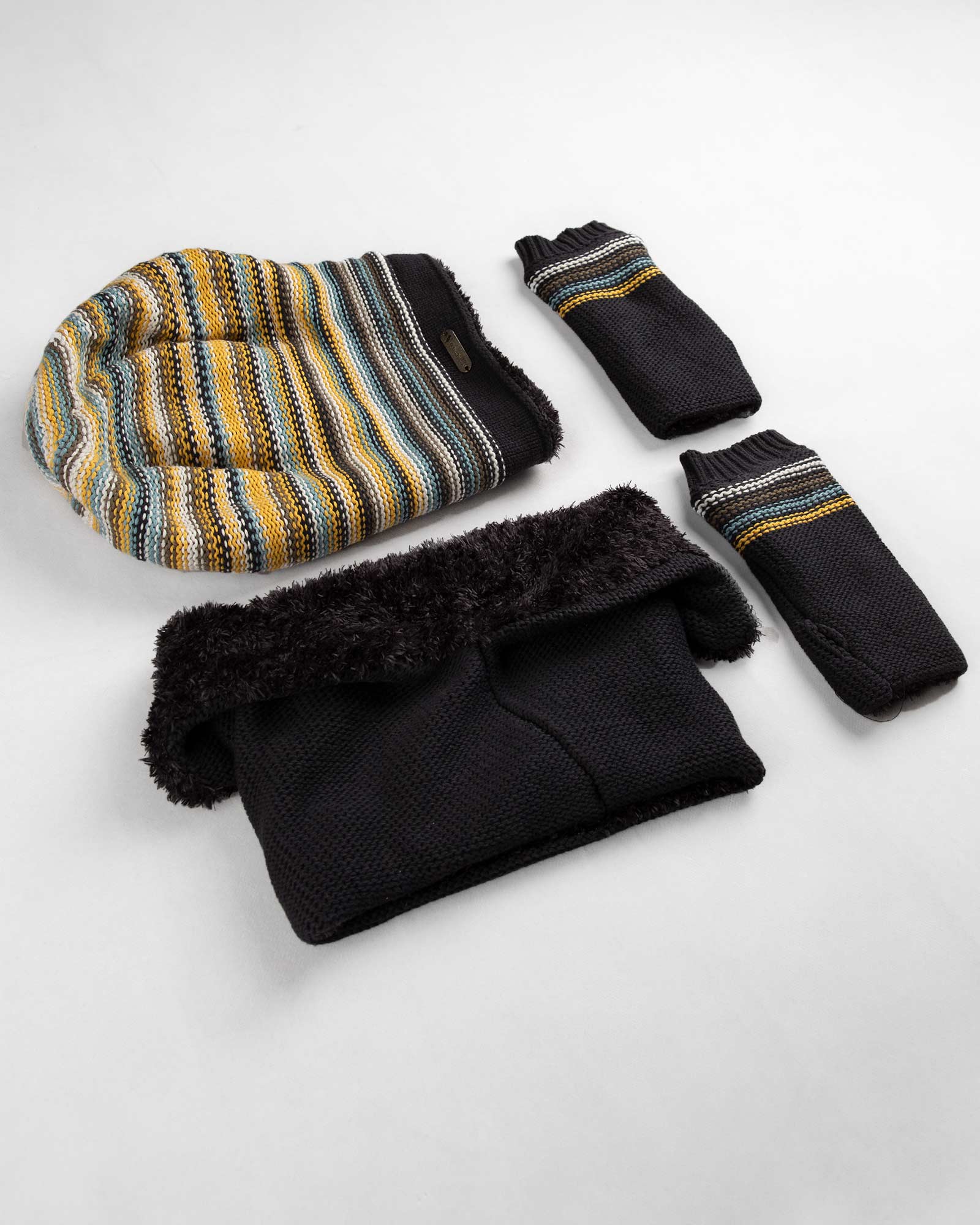 ست شال و کلاه و دستپوش 15034- دودی- ست