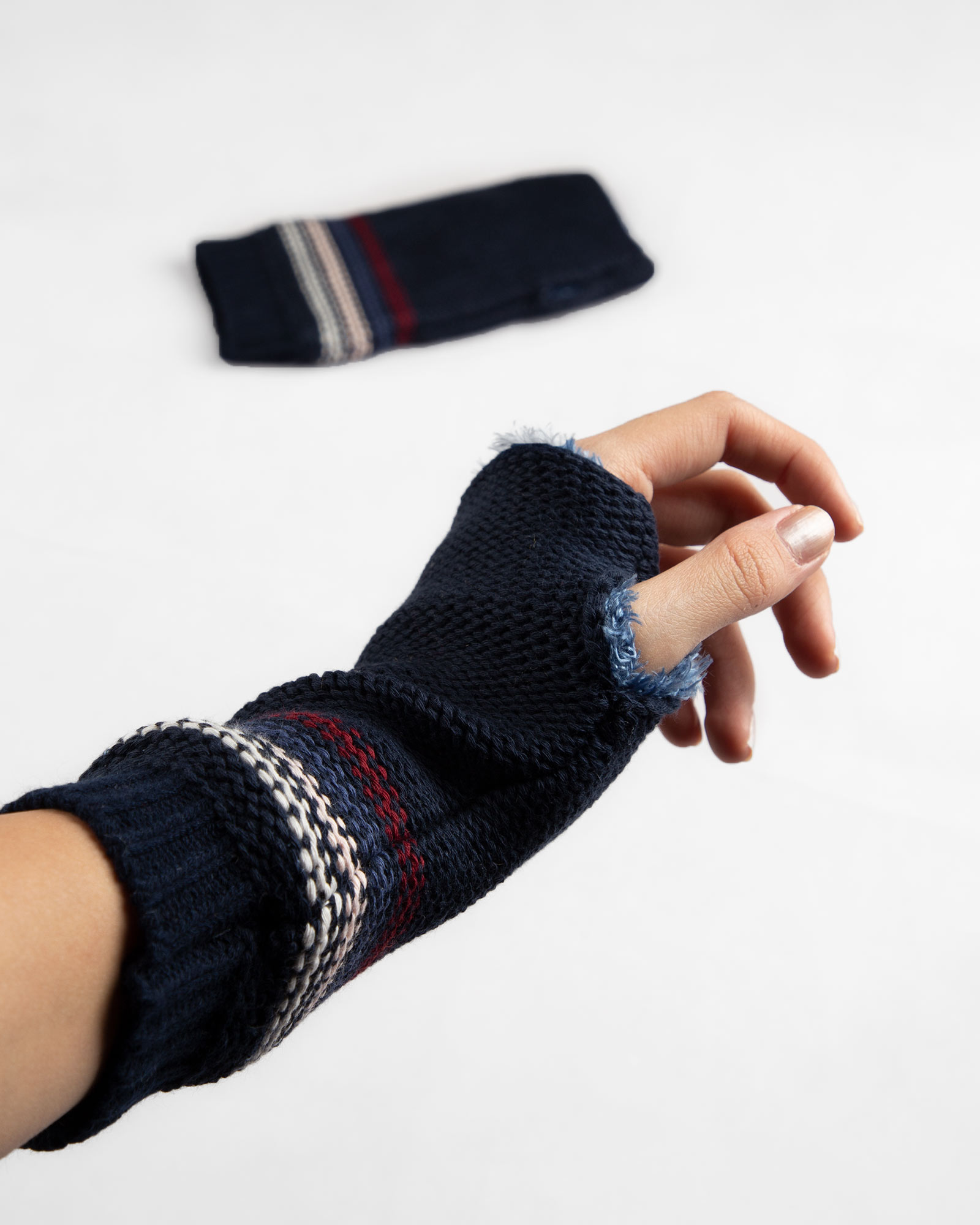 ست شال و کلاه و دستپوش 15034- سرمه ای- دسپوش 2