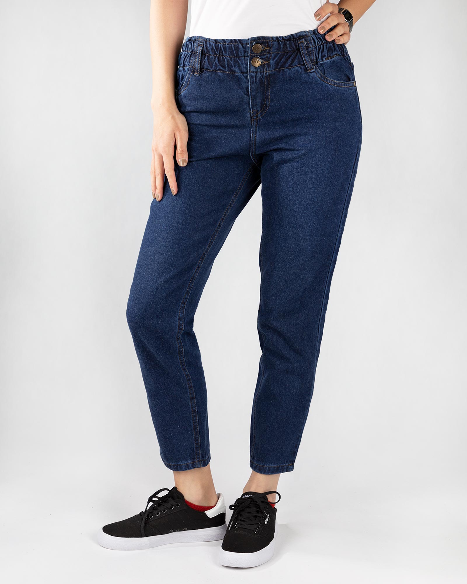 شلوار مام استایل- سرمه ای- روبرو