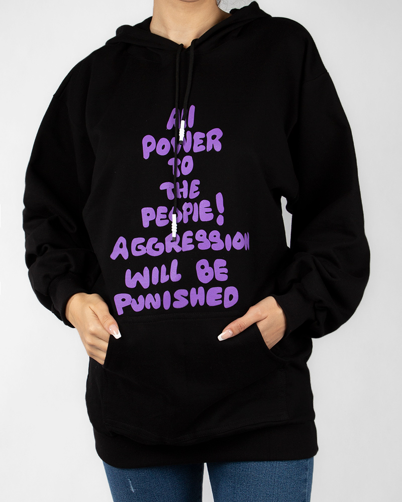 هودی دخترانه- مشکی- روبرو