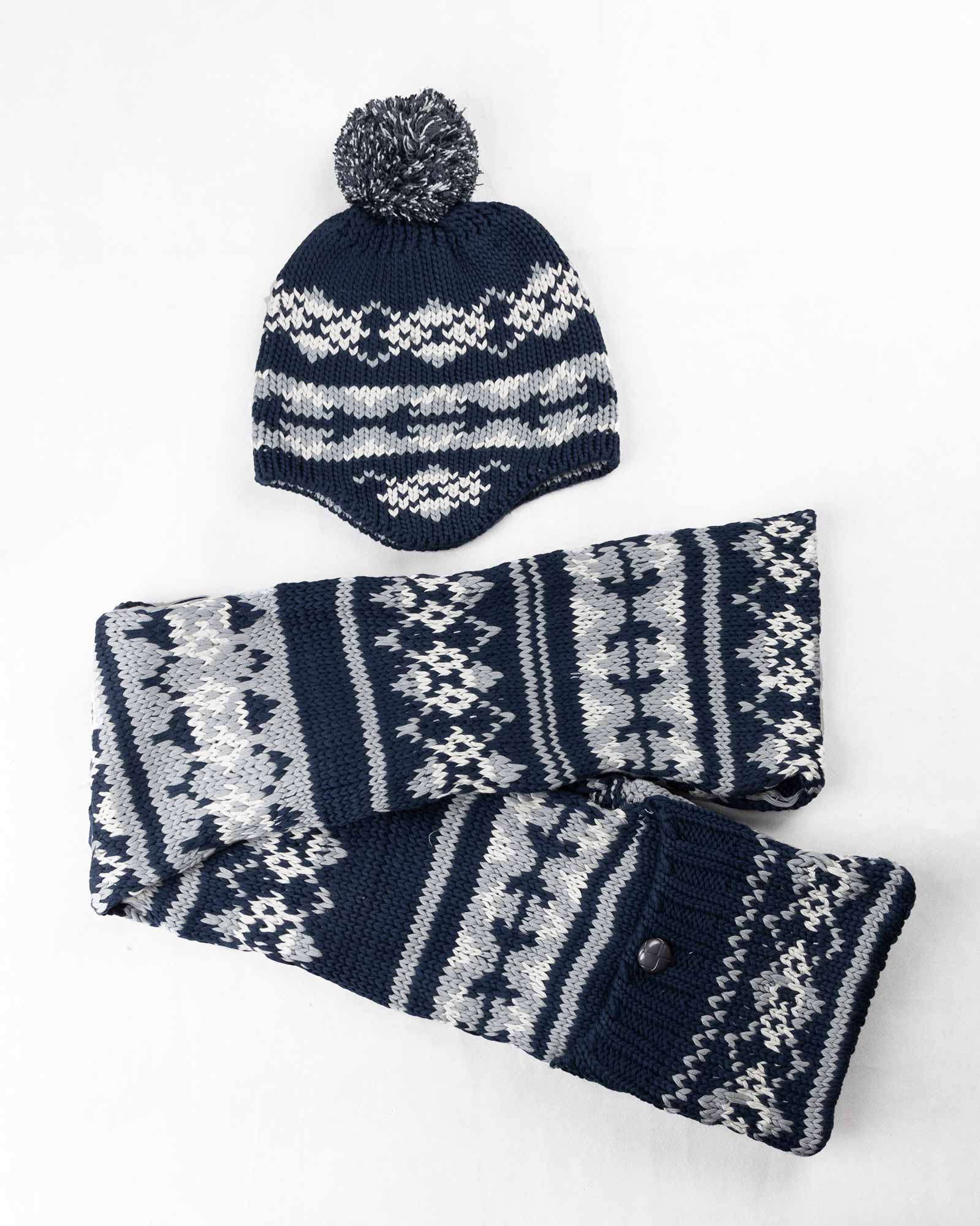 ست شال و کلاه 20006- آبی نفتی (1)