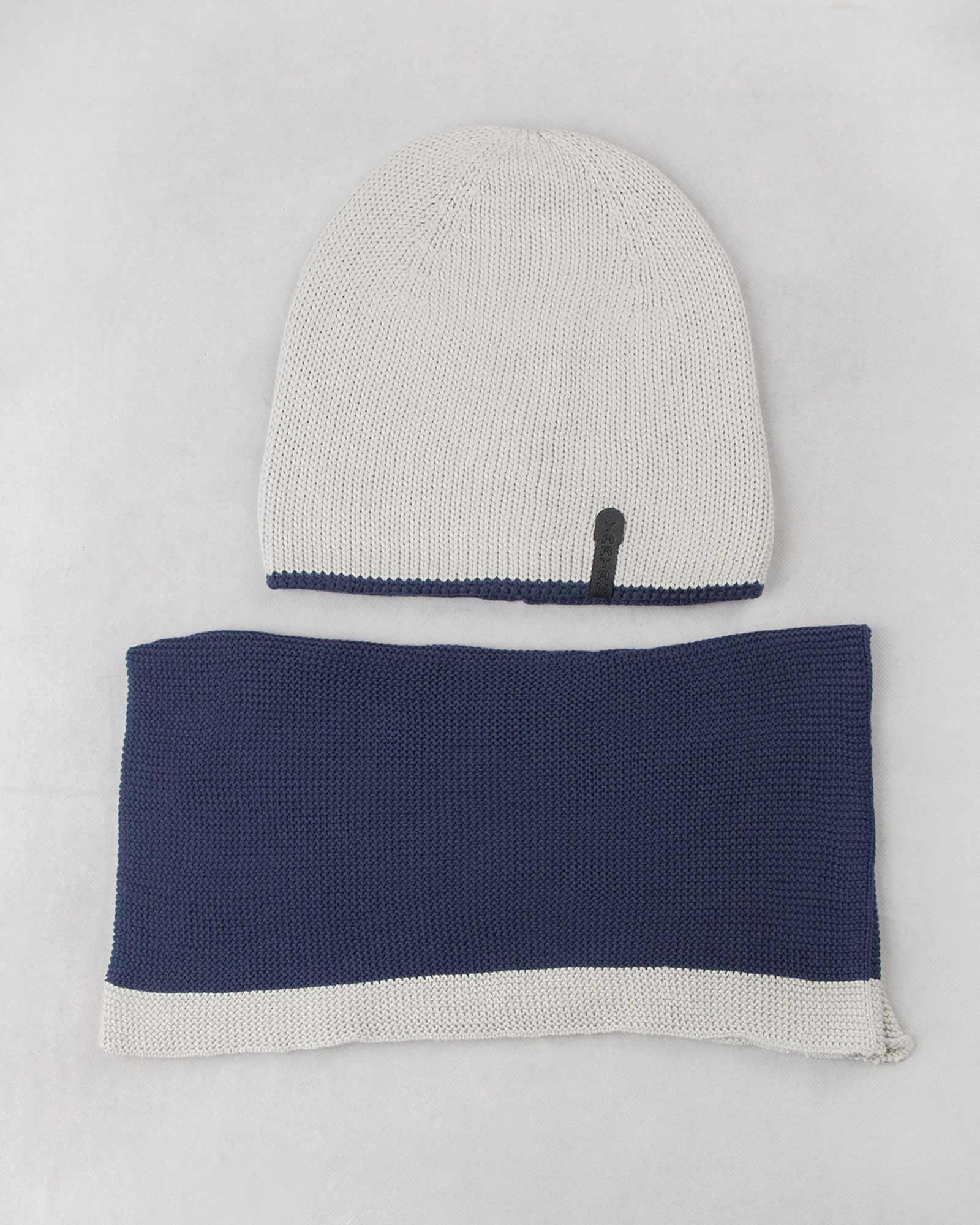 ست شال و کلاه 20027- آبی نفتی- (1)