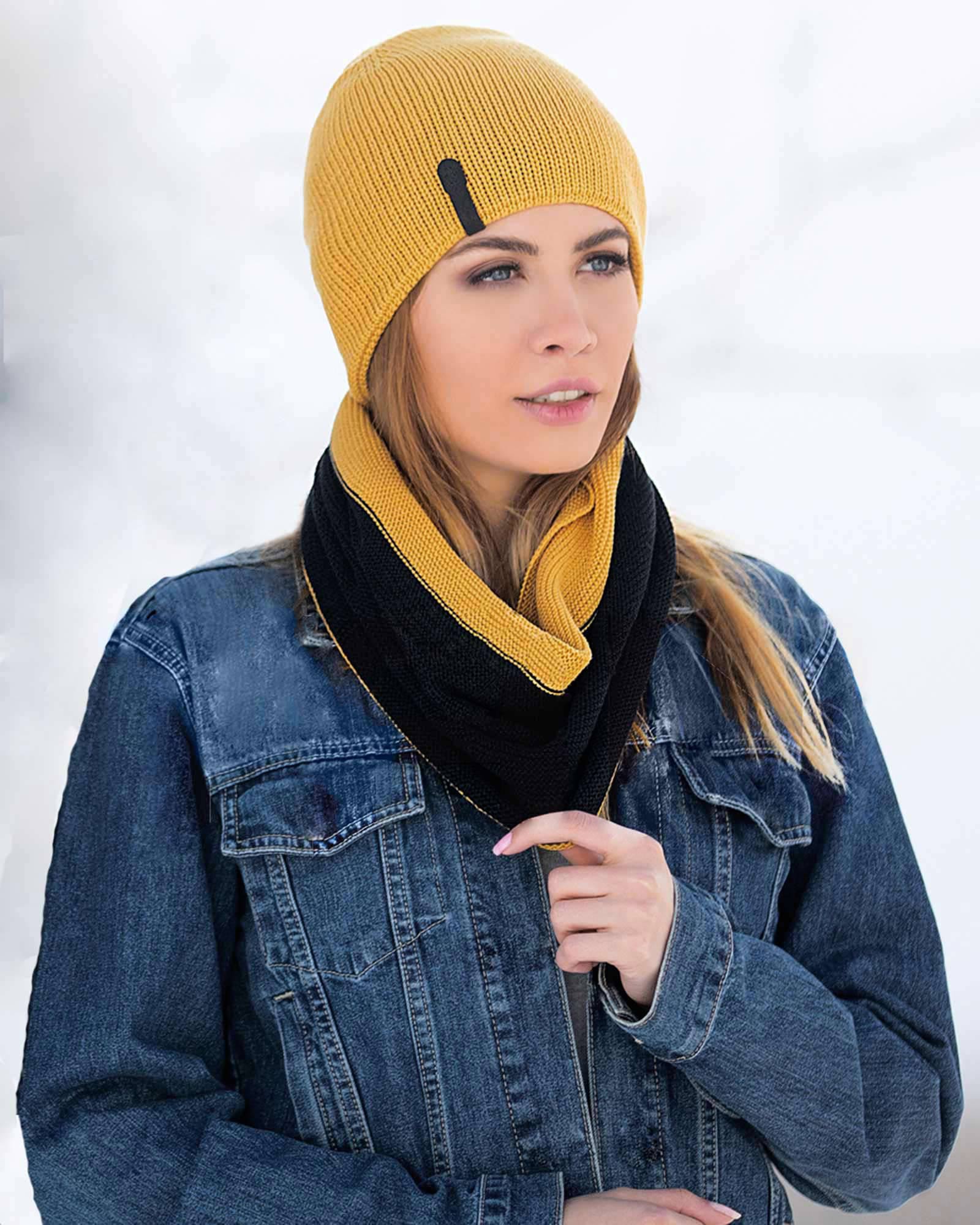 ست شال و کلاه 20027- خردلی (1)