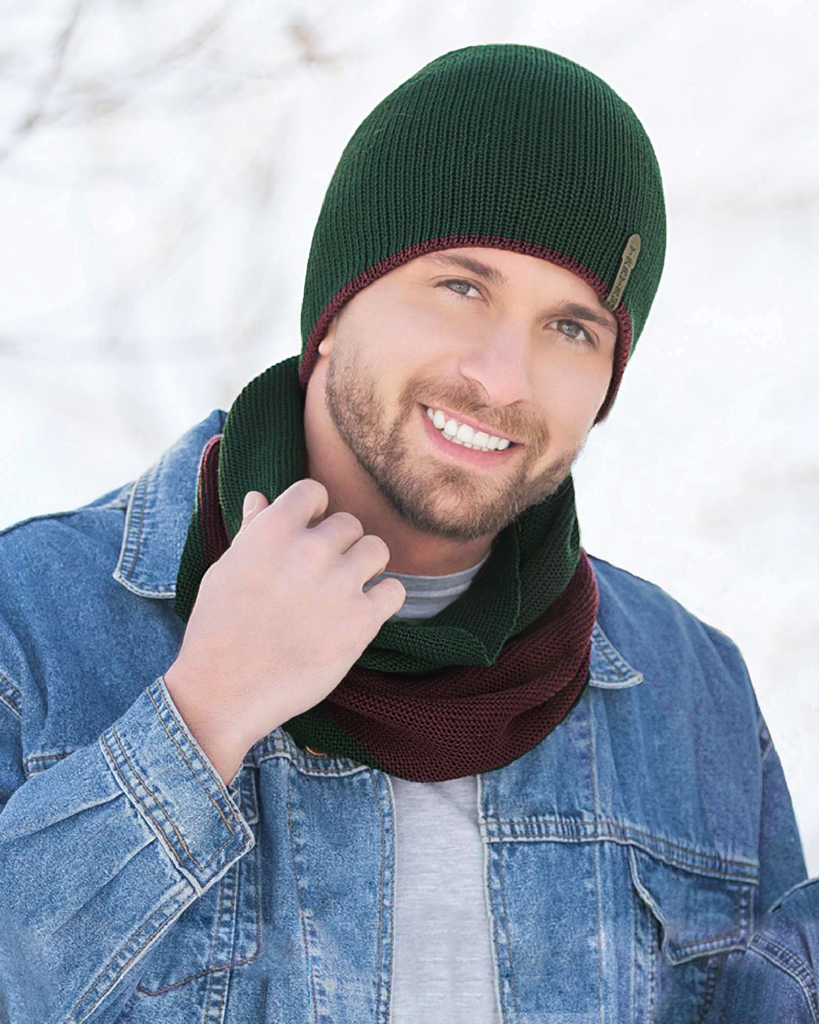 ست شال و کلاه 20027- یشمی پررنگ (1)