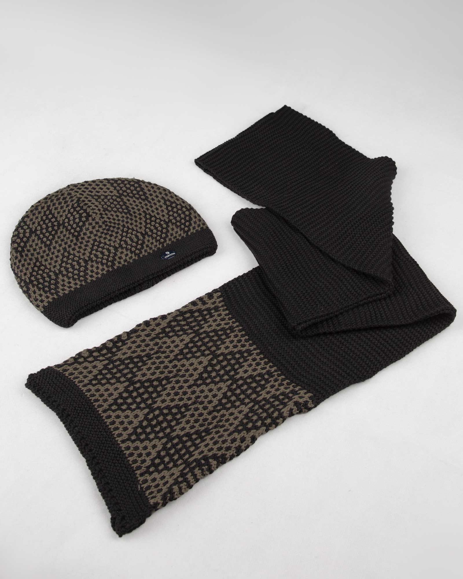 ست شال و کلاه - زیتونی تیره- ست