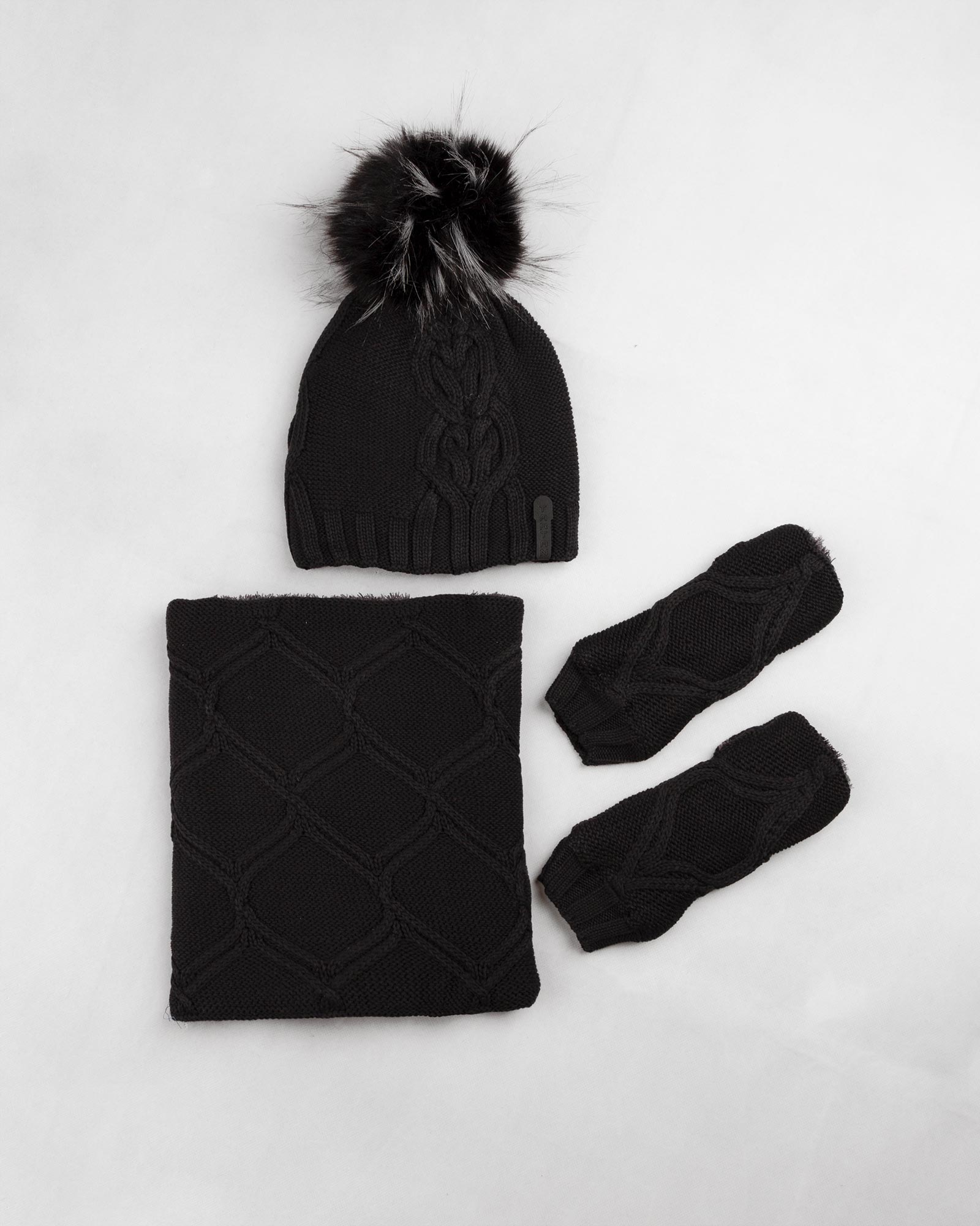 ست شال و کلاه و دستپوش 15035-مشکی (1)