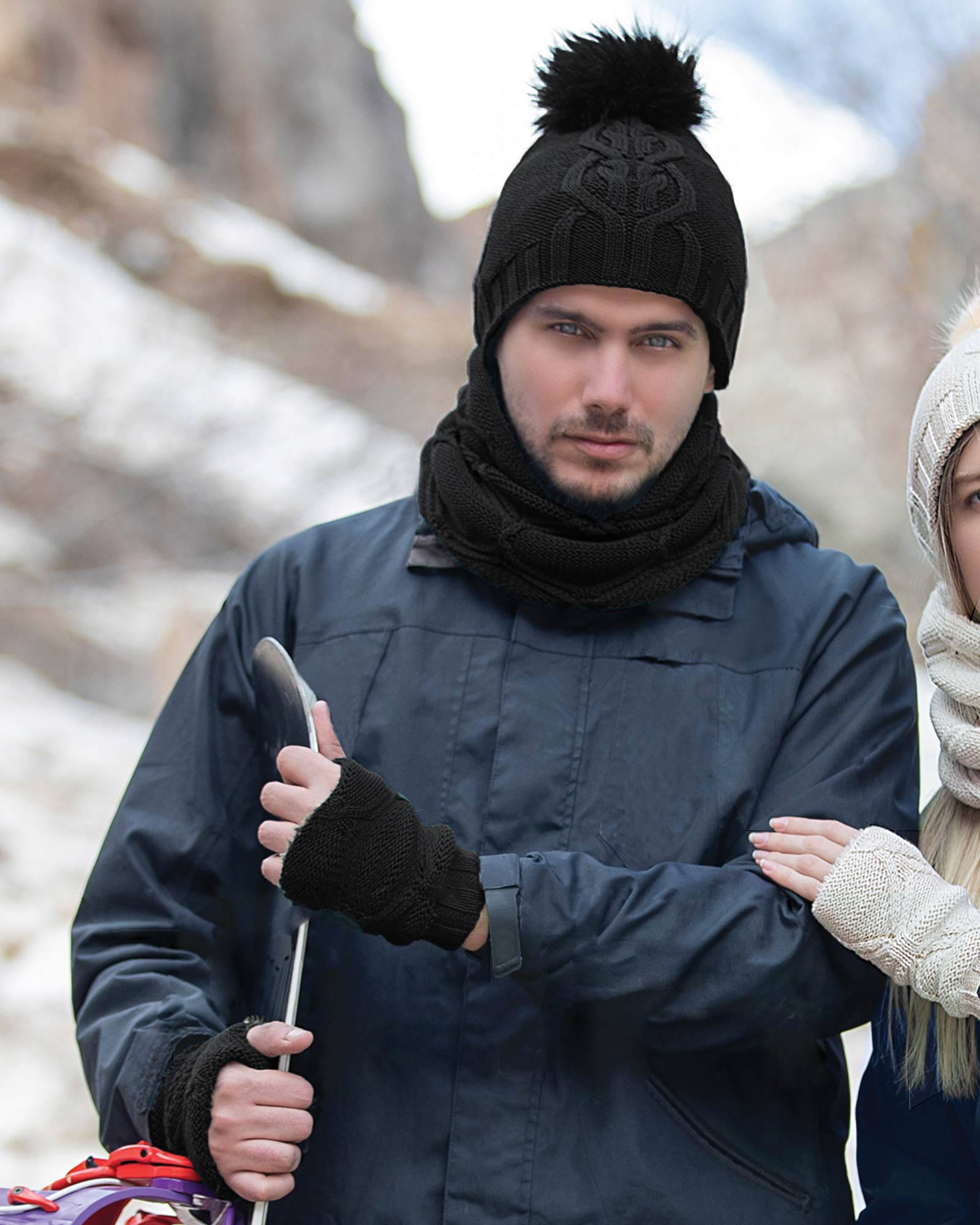 ست شال و کلاه و دستپوش 15035-مشکی (7)