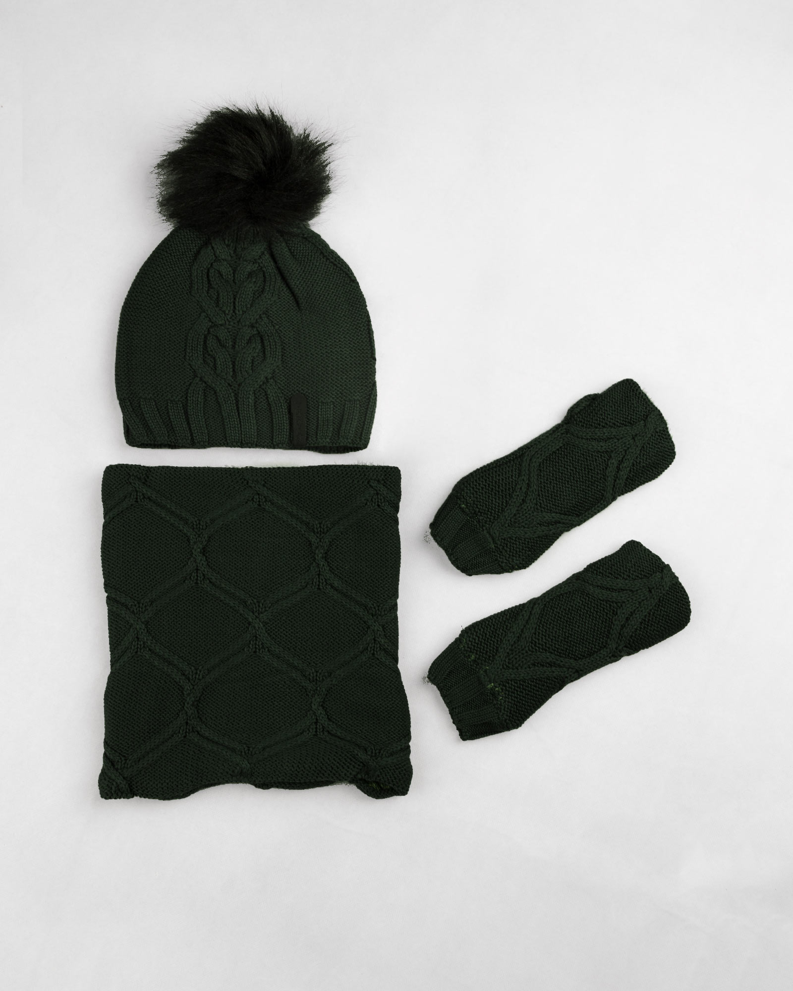 ست شال و کلاه و دستپوش 15035- یشمی (1)