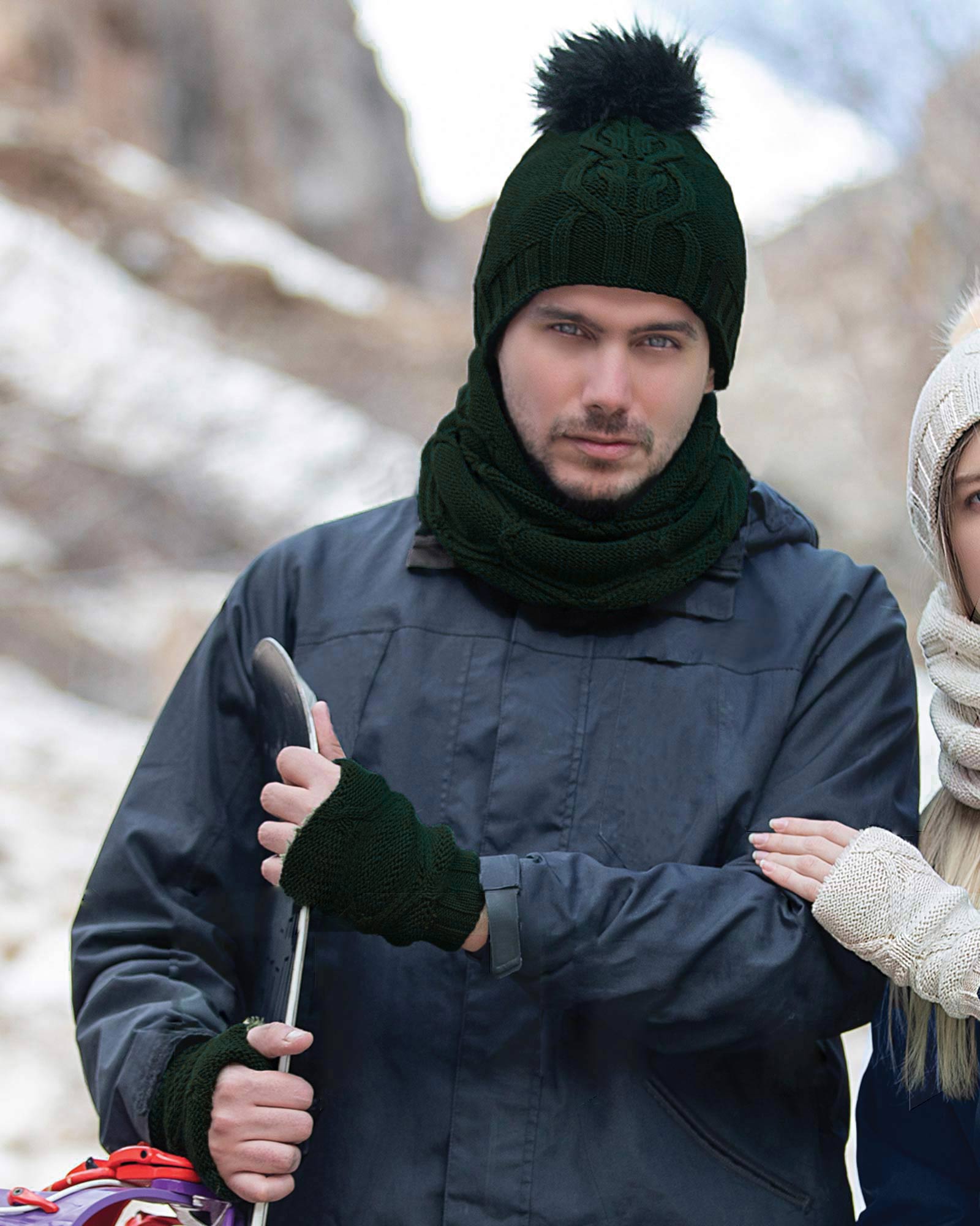 ست شال و کلاه و دستپوش 15035- یشمی (7)