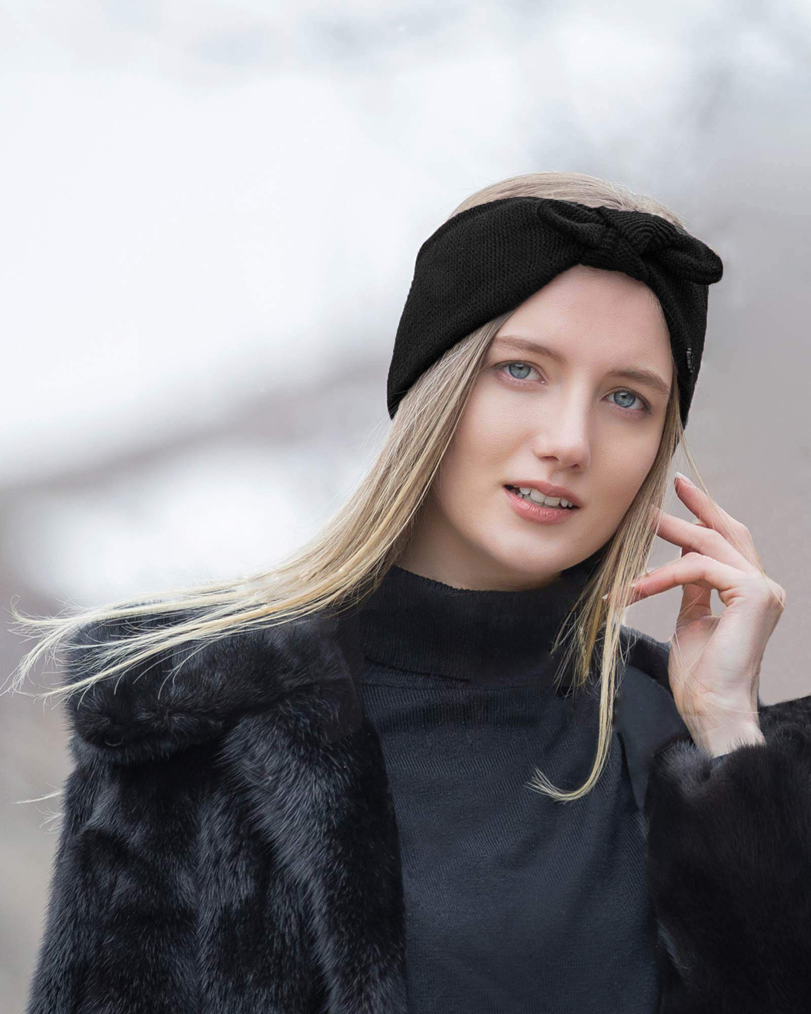 هدبند بافت - مشکی- روبرو