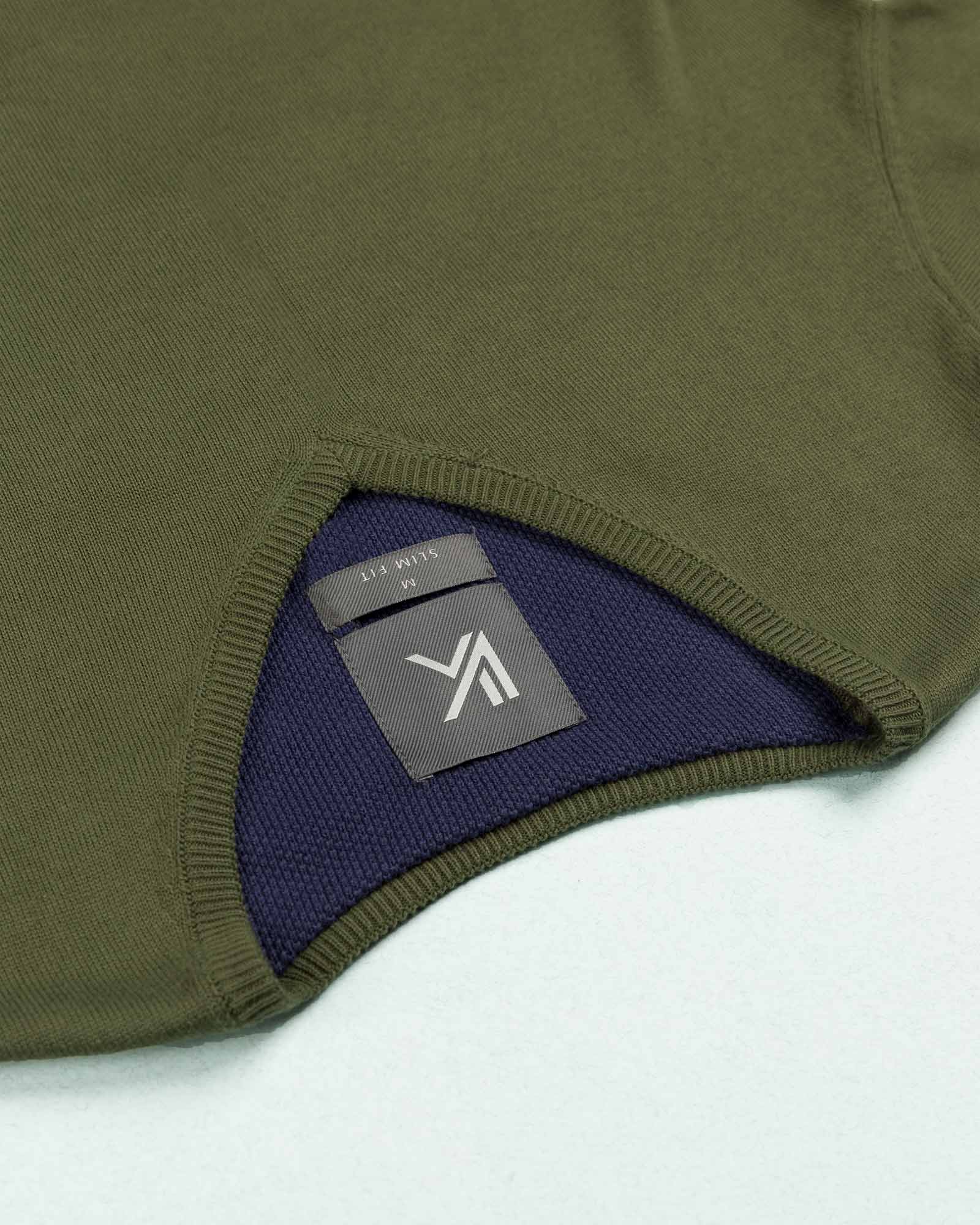 پلیور بافت مردانه 987- زیتونی- یقه