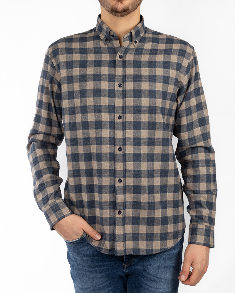 پیراهن مردانه پشمی VKSW99100-قهوه ای (7)