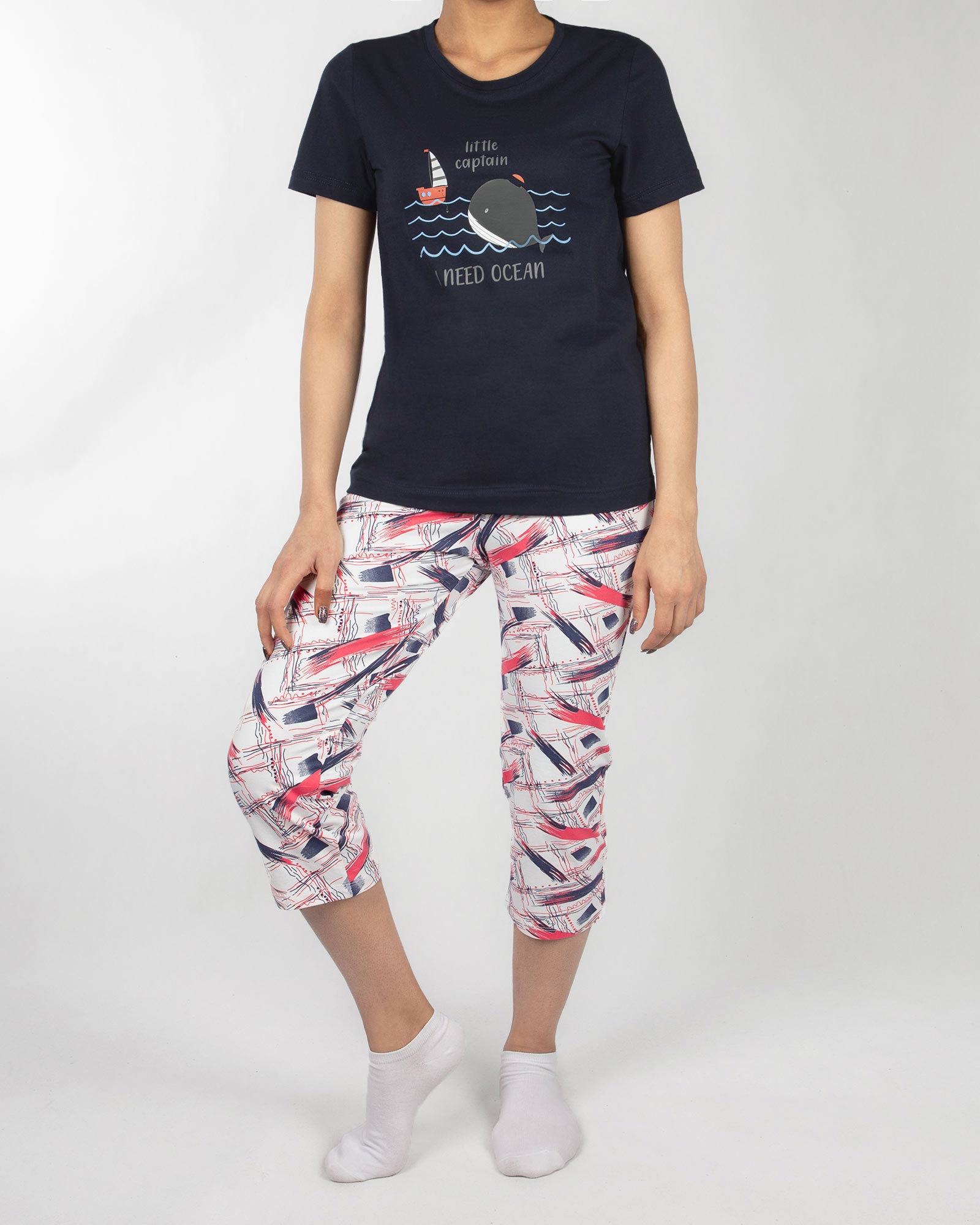 بلوز شلوار راحتی 19034- سرمه ای تیره (1)