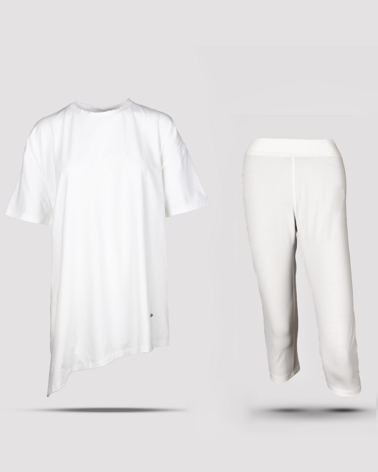 ست تونیک و شلوارک زنانه 121213- سفید (9)