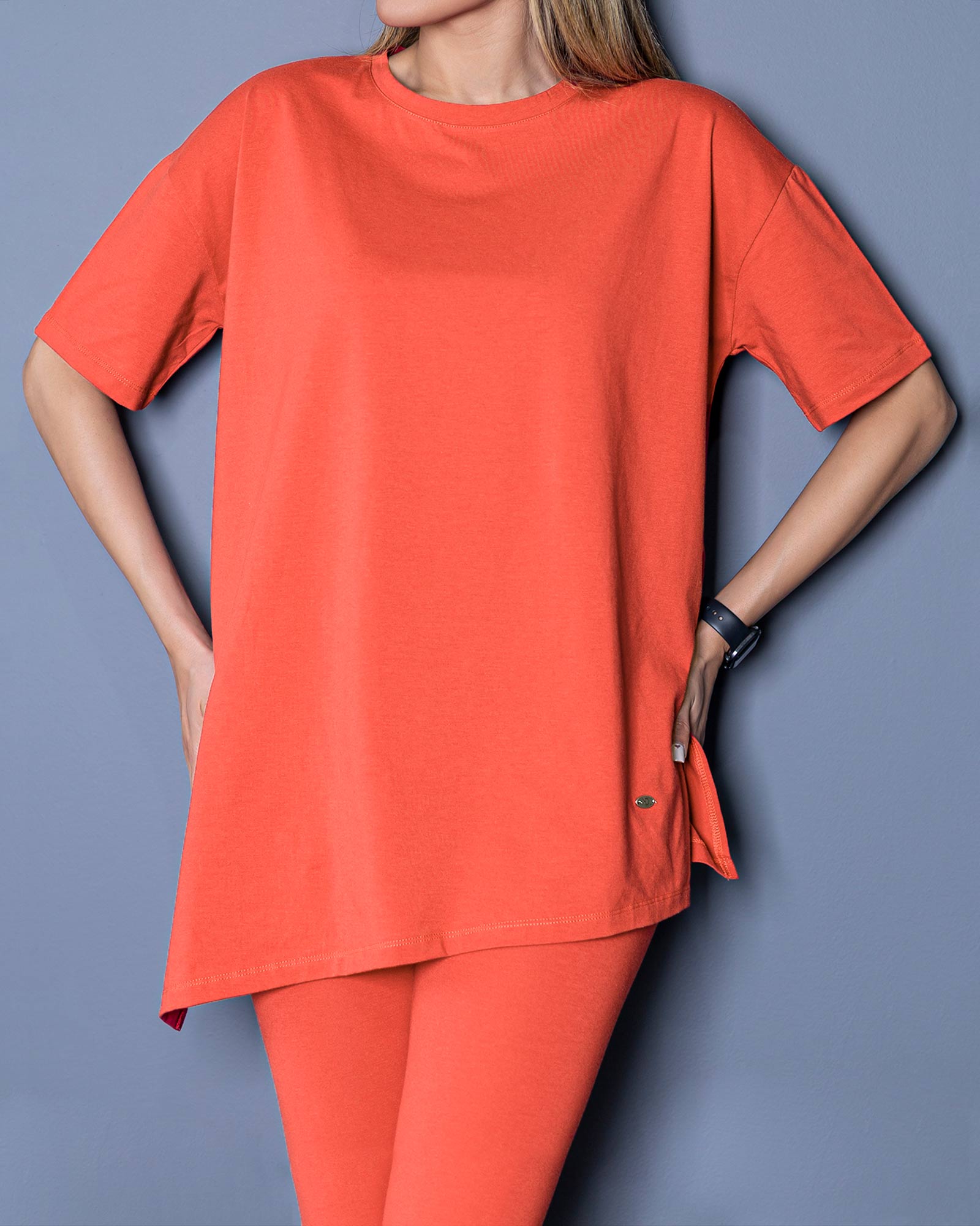 ست تونیک و شلوارک زنانه 121213- گلبهی (11)