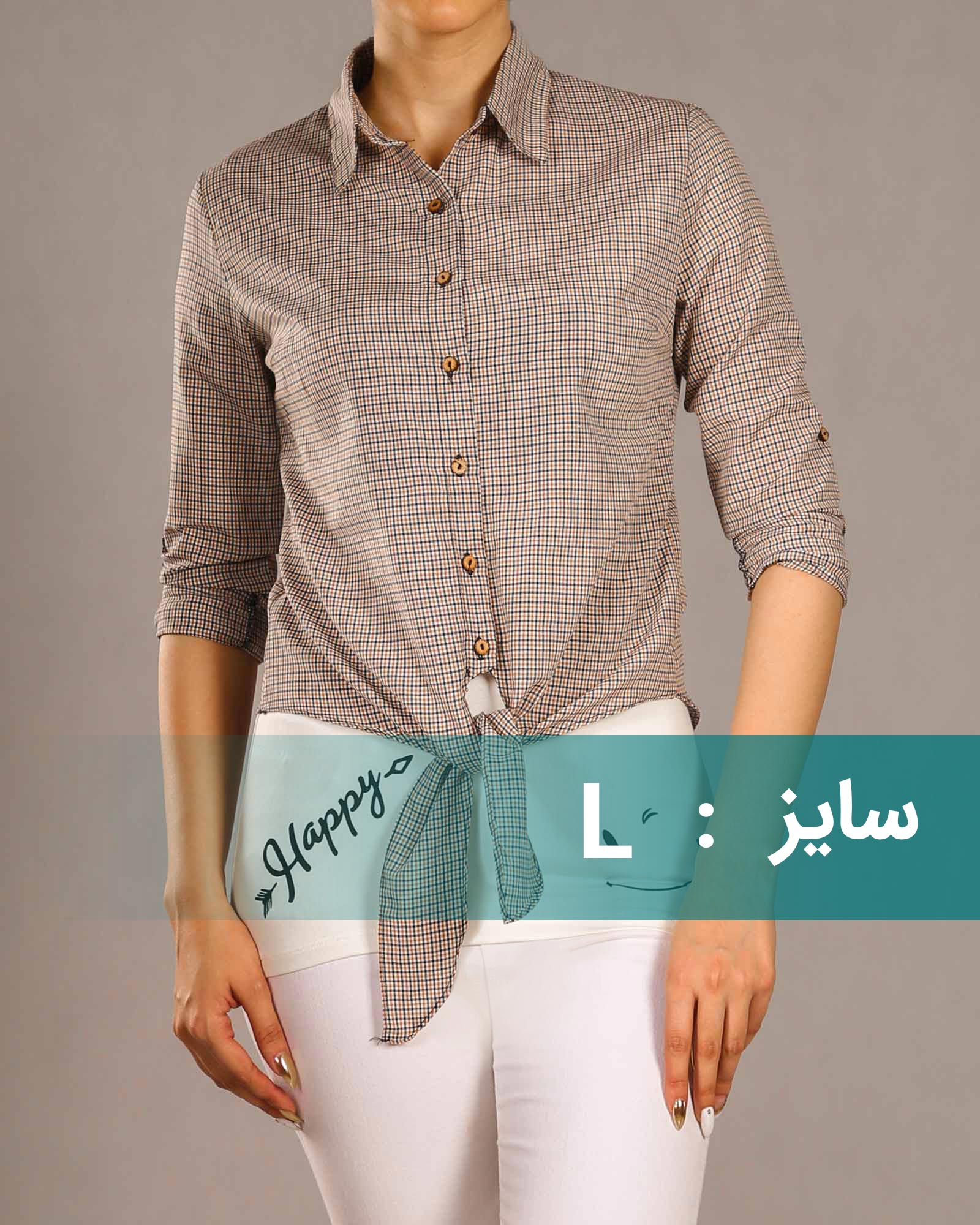 شومیز زنانه 21200S - بادامی