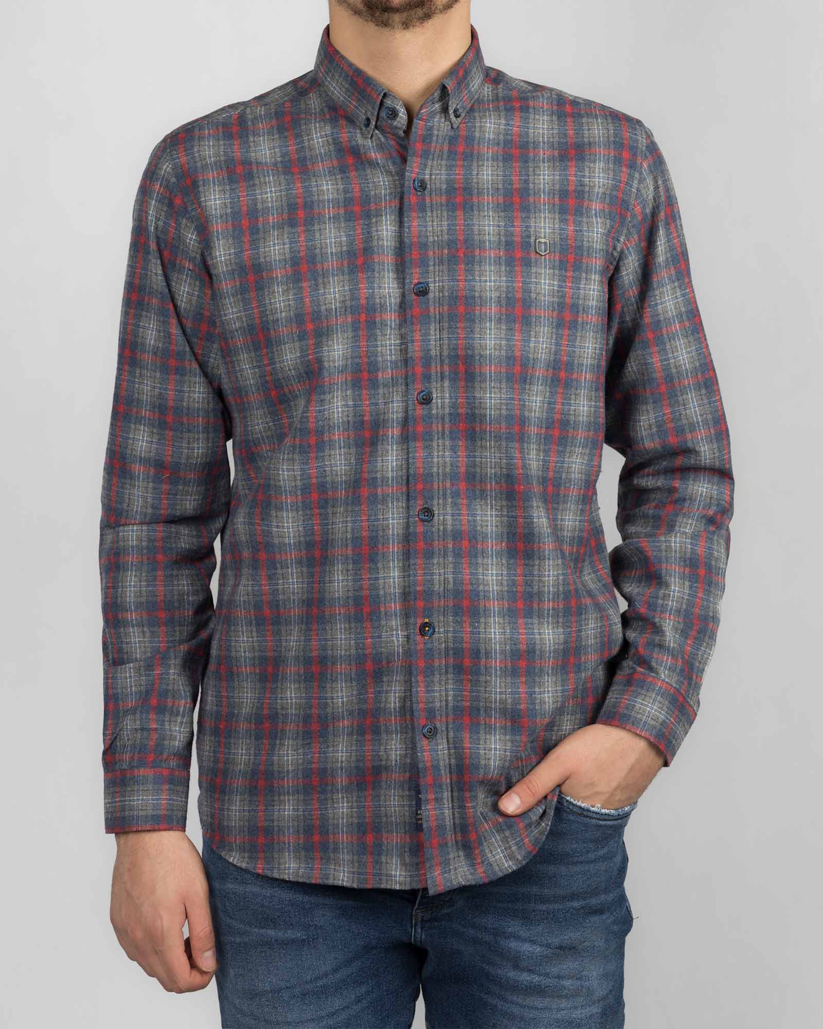 پیراهن مردانه پشمی 1348- سرمه ای تیره (8)