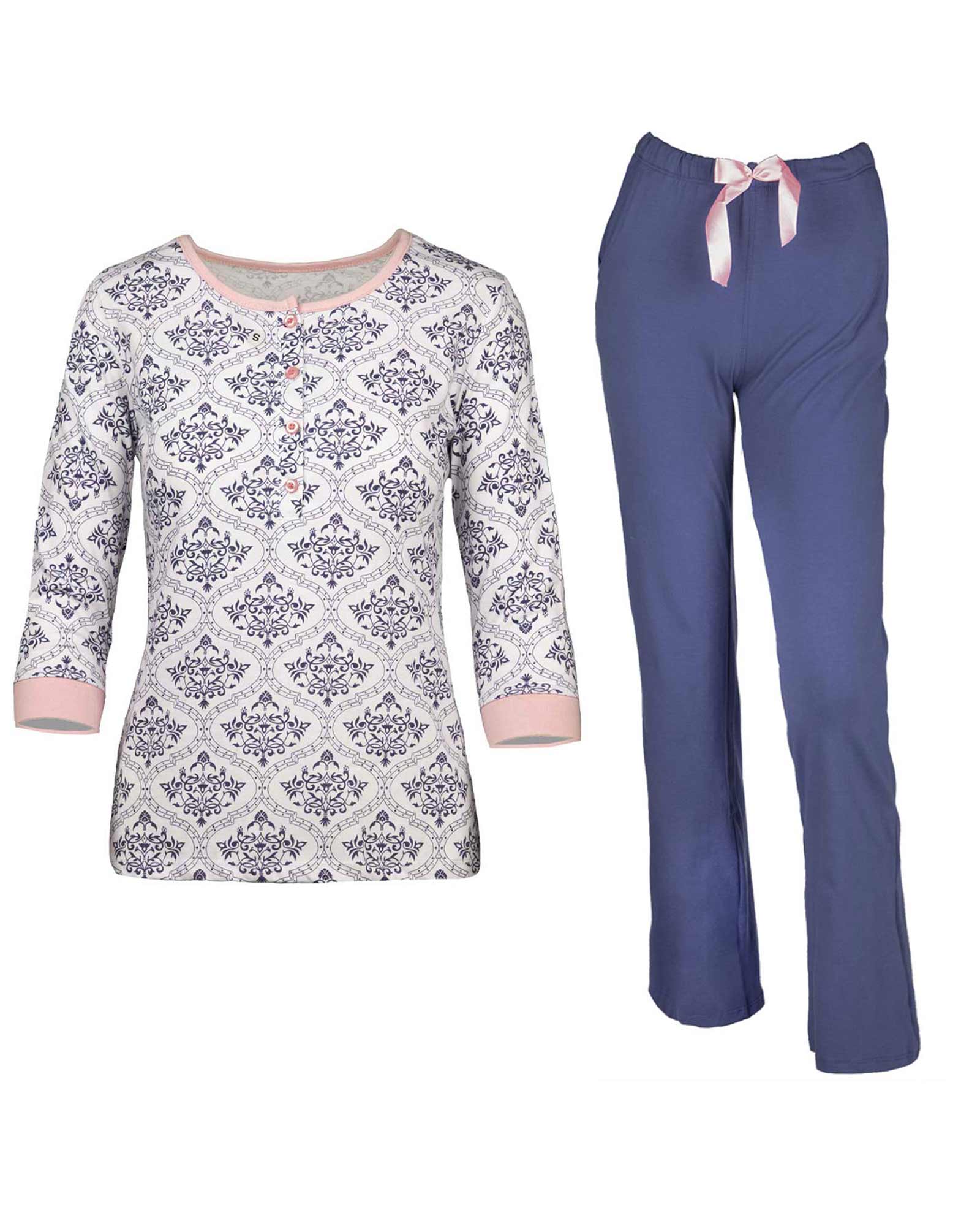 ست بلوز شلوار زنانه 0724- آبی نفتی (4)