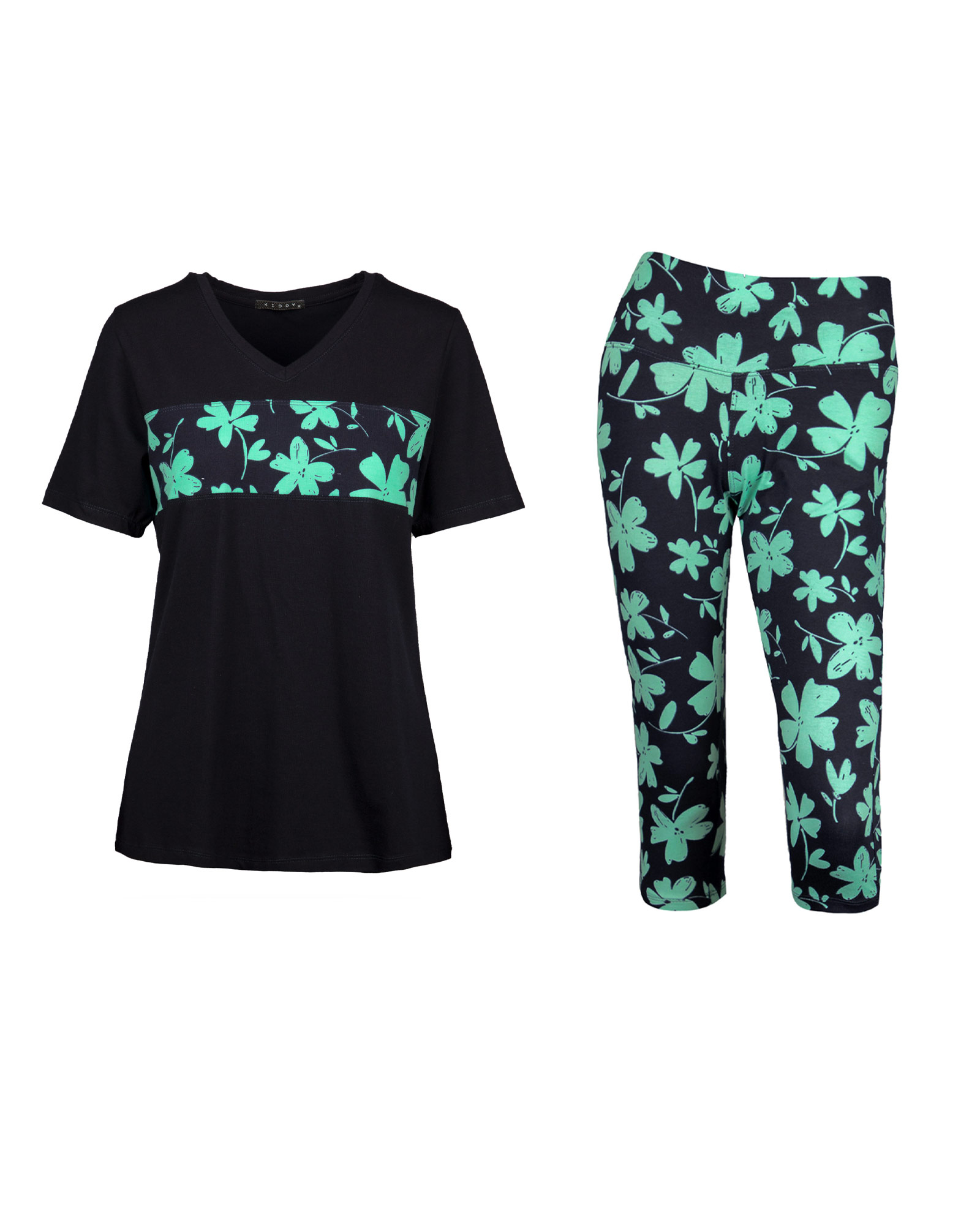 ست تیشرت و شلوارک زنانه 12361239- سبز آبی روشن (14)