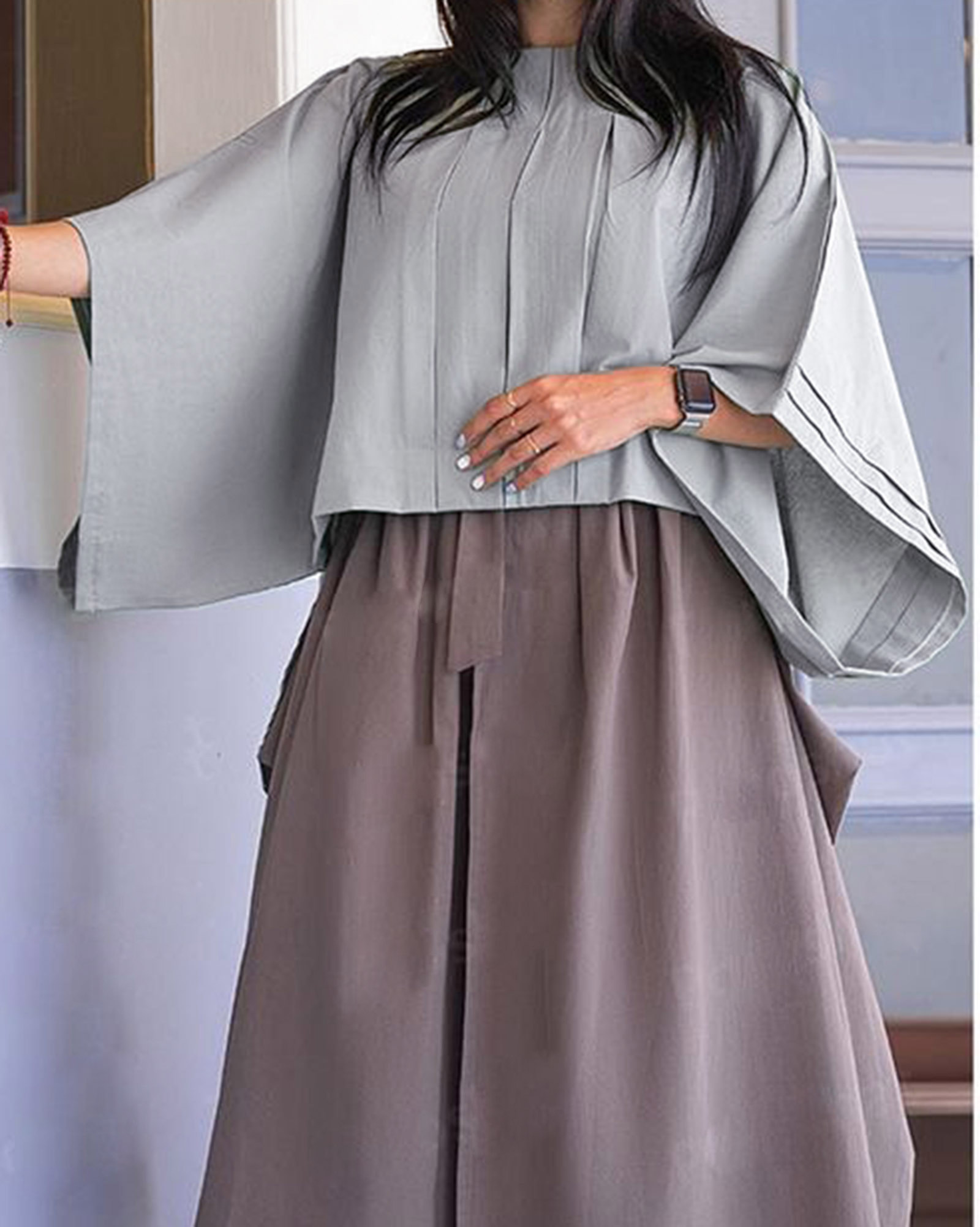 شومیز زنانه 030058- طوسی کمرنگ (3)