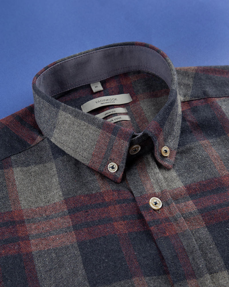 پیراهن مردانه پشمی VKRW99100- شرابی (4)