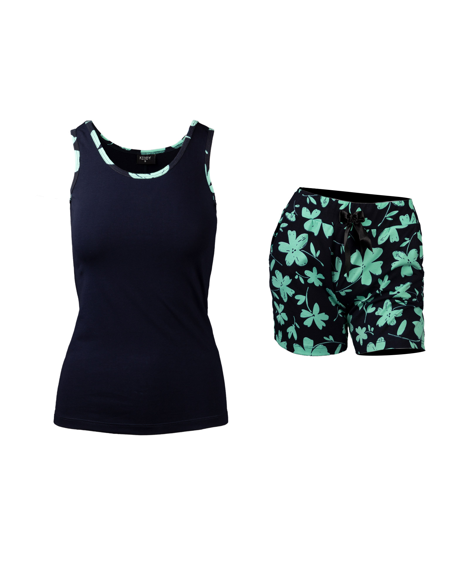 ست تاپ و شلوارک زنانه 1242- سبزآبی روشن (1)