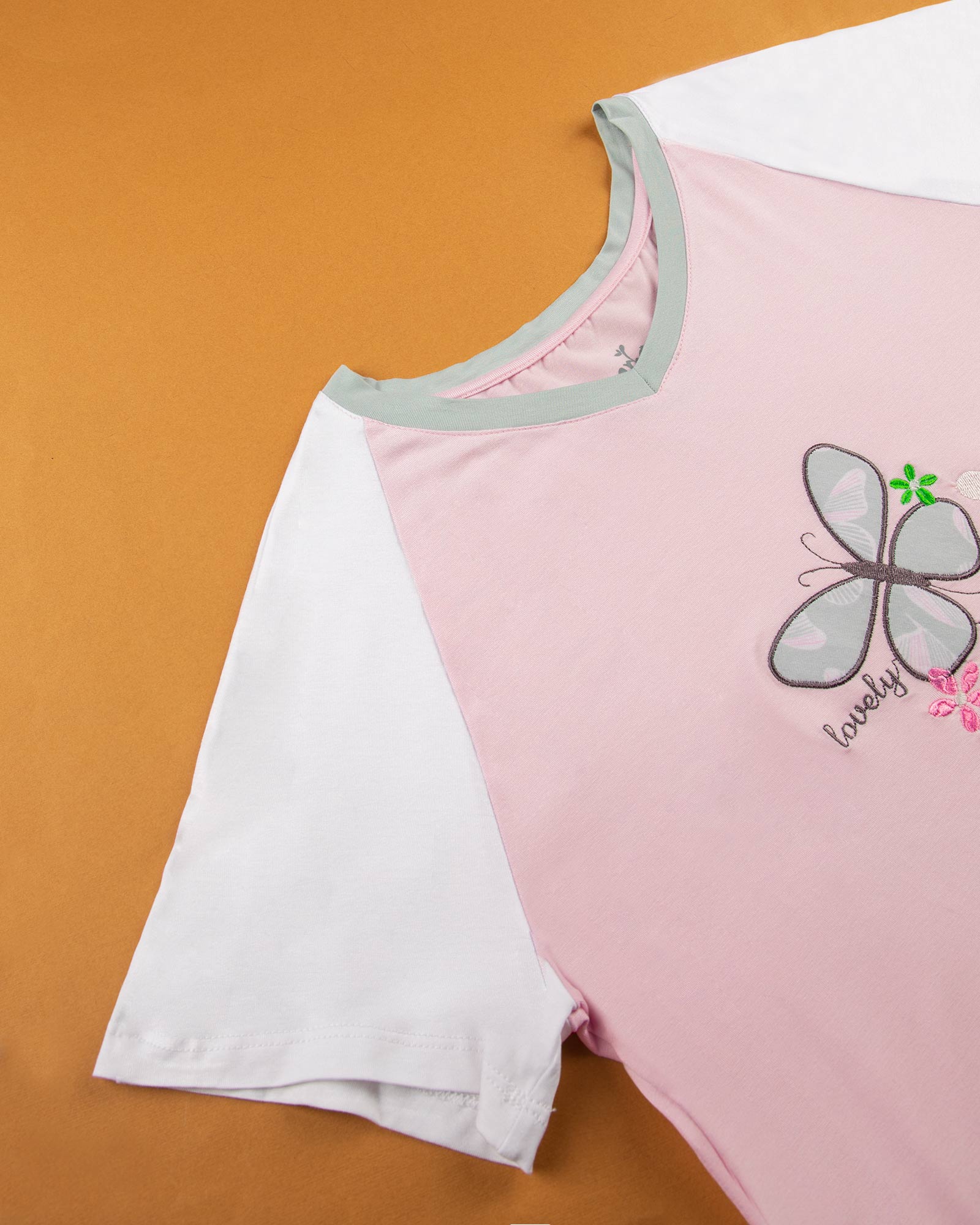 ست تیشرت و شلوار زنانه 0748 صورتی (6)