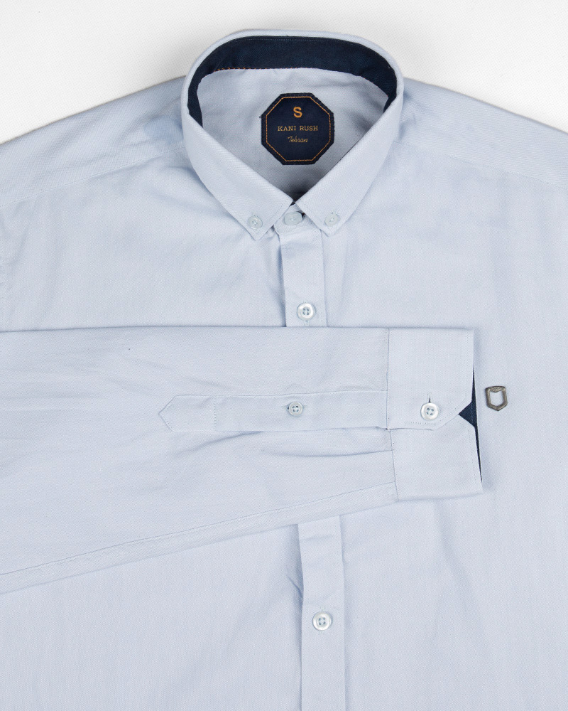 پیراهن نخی مردانه 1058- آبی یخی (4)