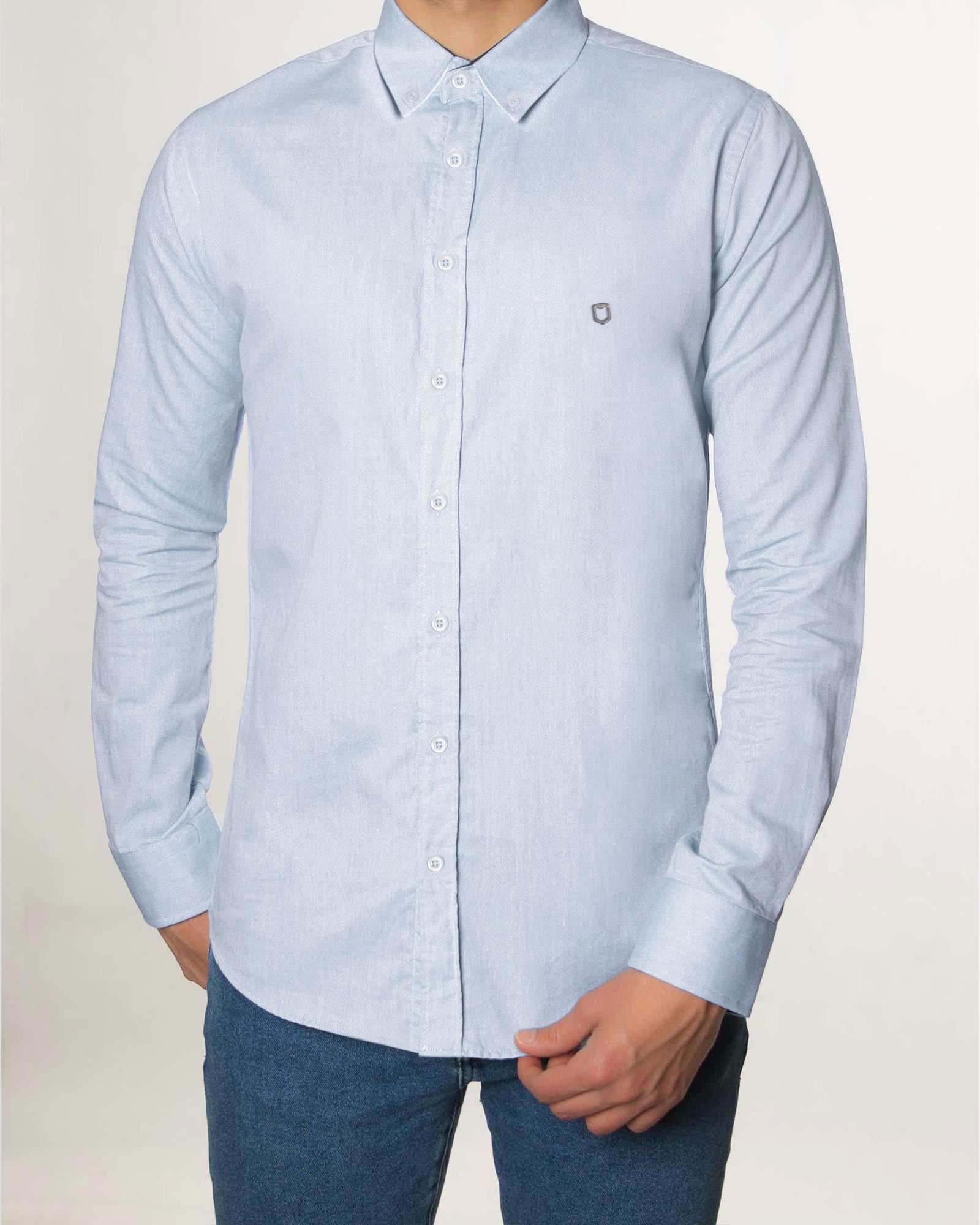 پیراهن نخی مردانه 1058- آبی یخی (7)