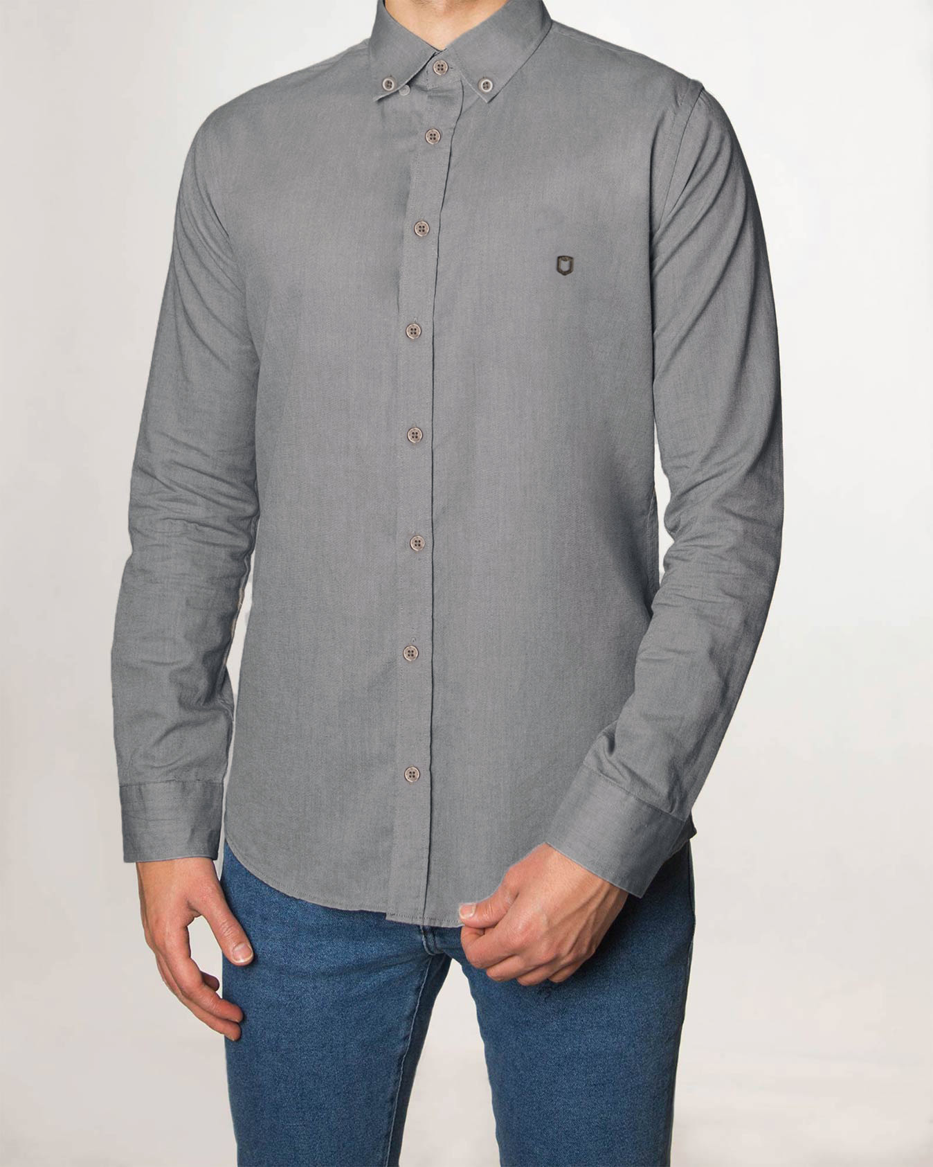 پیراهن نخی مردانه 1058- ملانژ پررنگ (7)