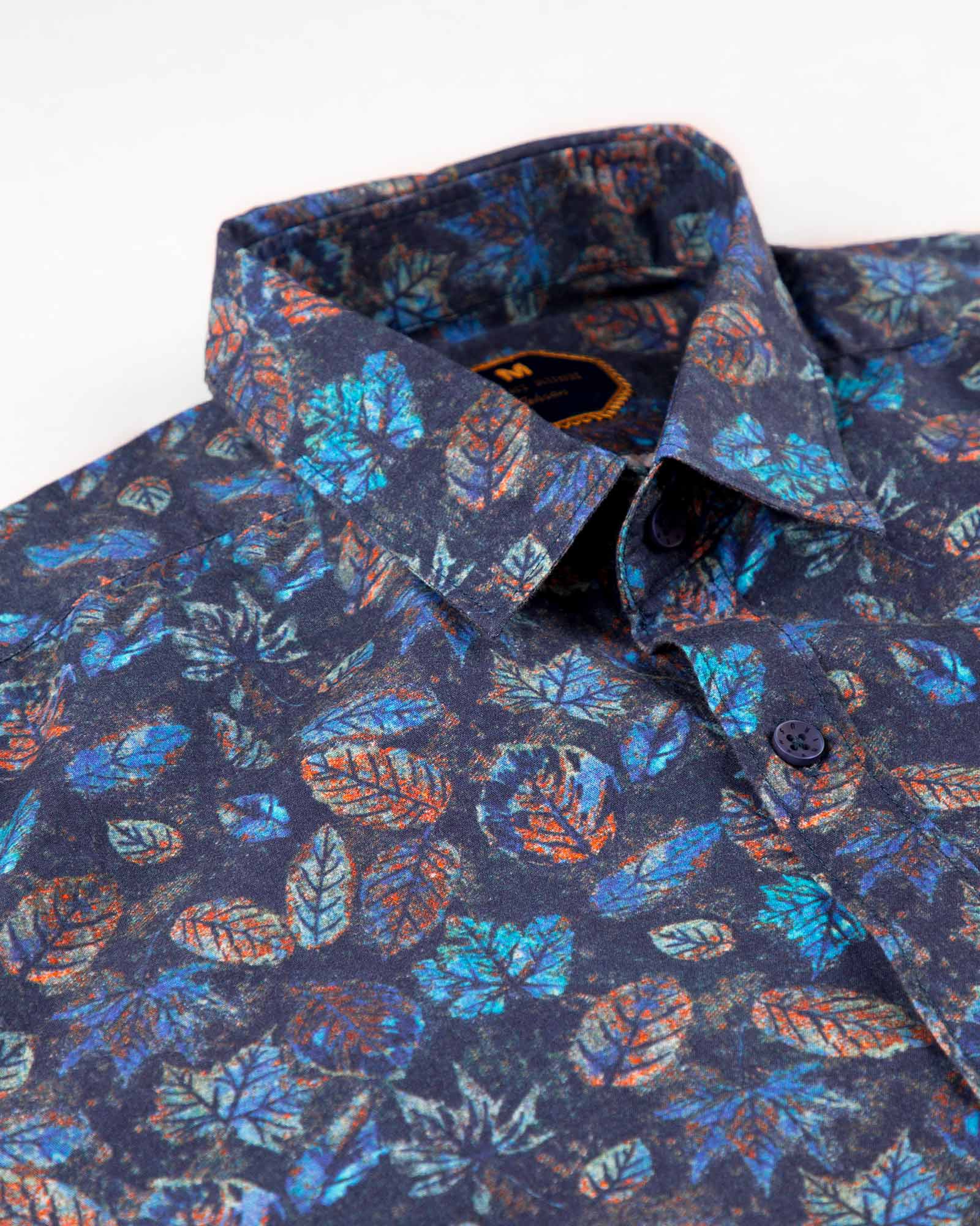 پیراهن نخی مردانه 1444- آبی کاربنی (4)