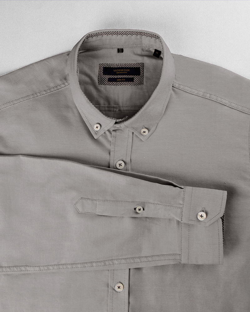 پیراهن نخی مردانه VK9914- طوسی کمرنگ (3)