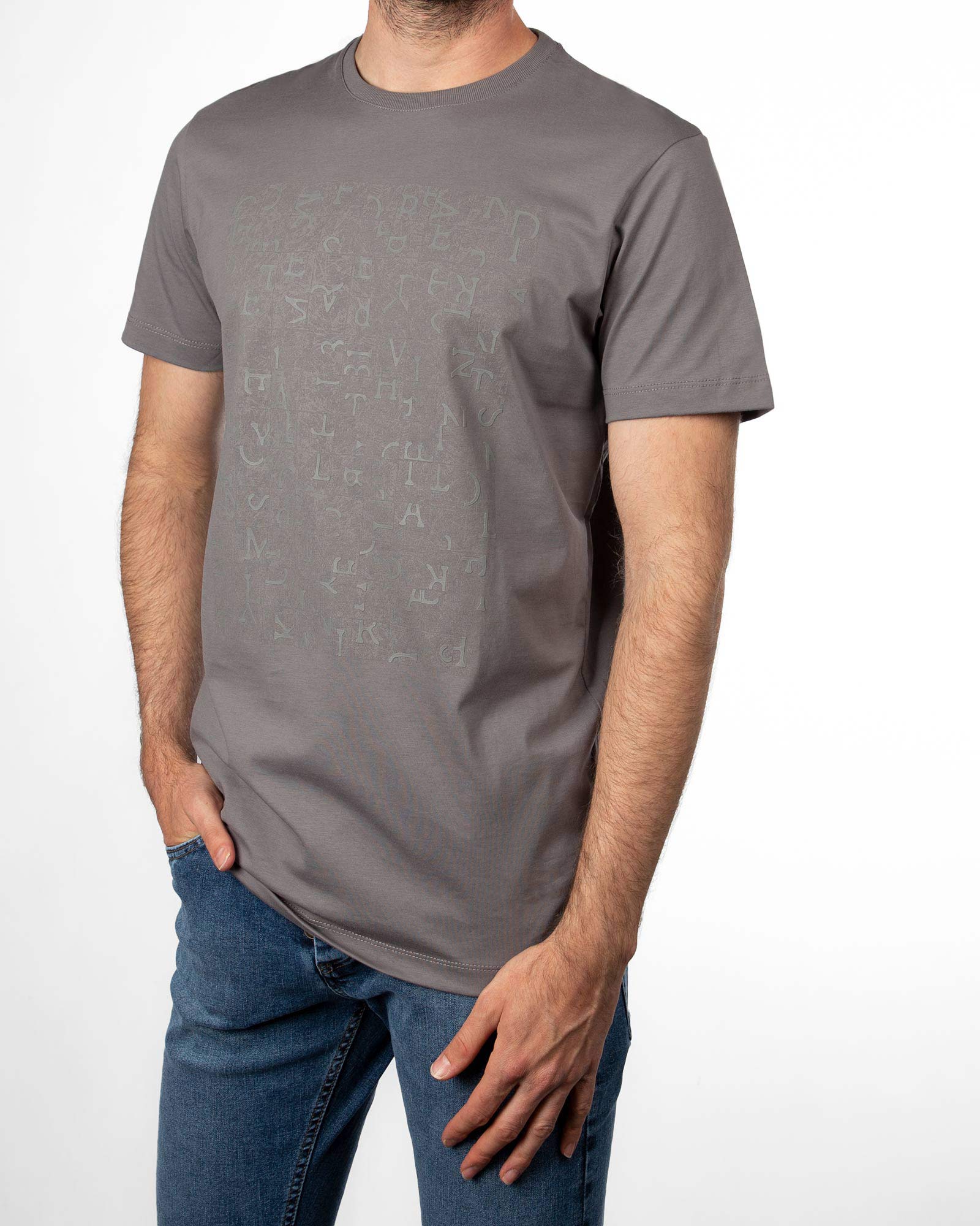 تیشرت طرج چاپی مردانه 2013- خاکستری (2)